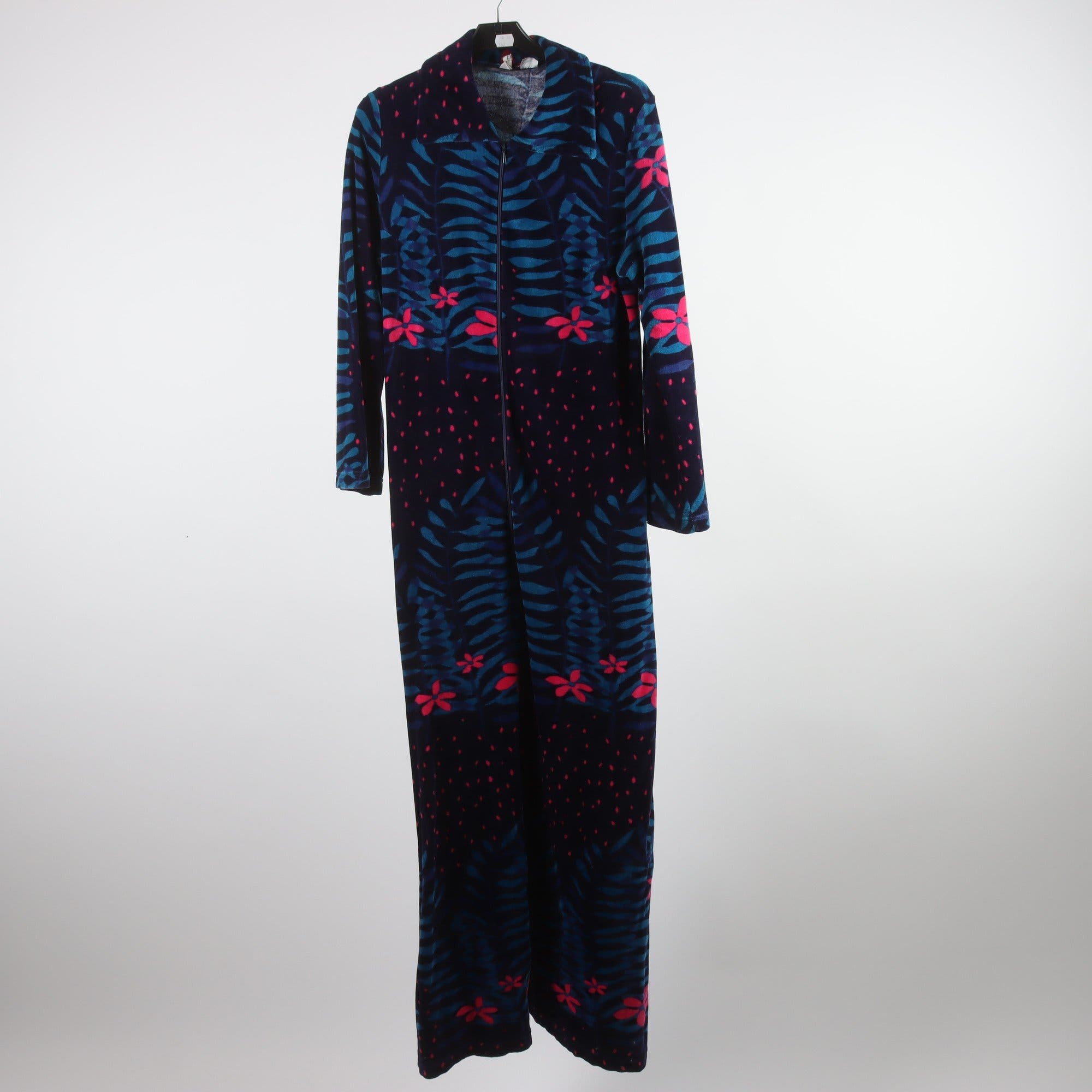 Morgonrock, Finnwear, blå, rosa, turkos, velour, stl. M.
