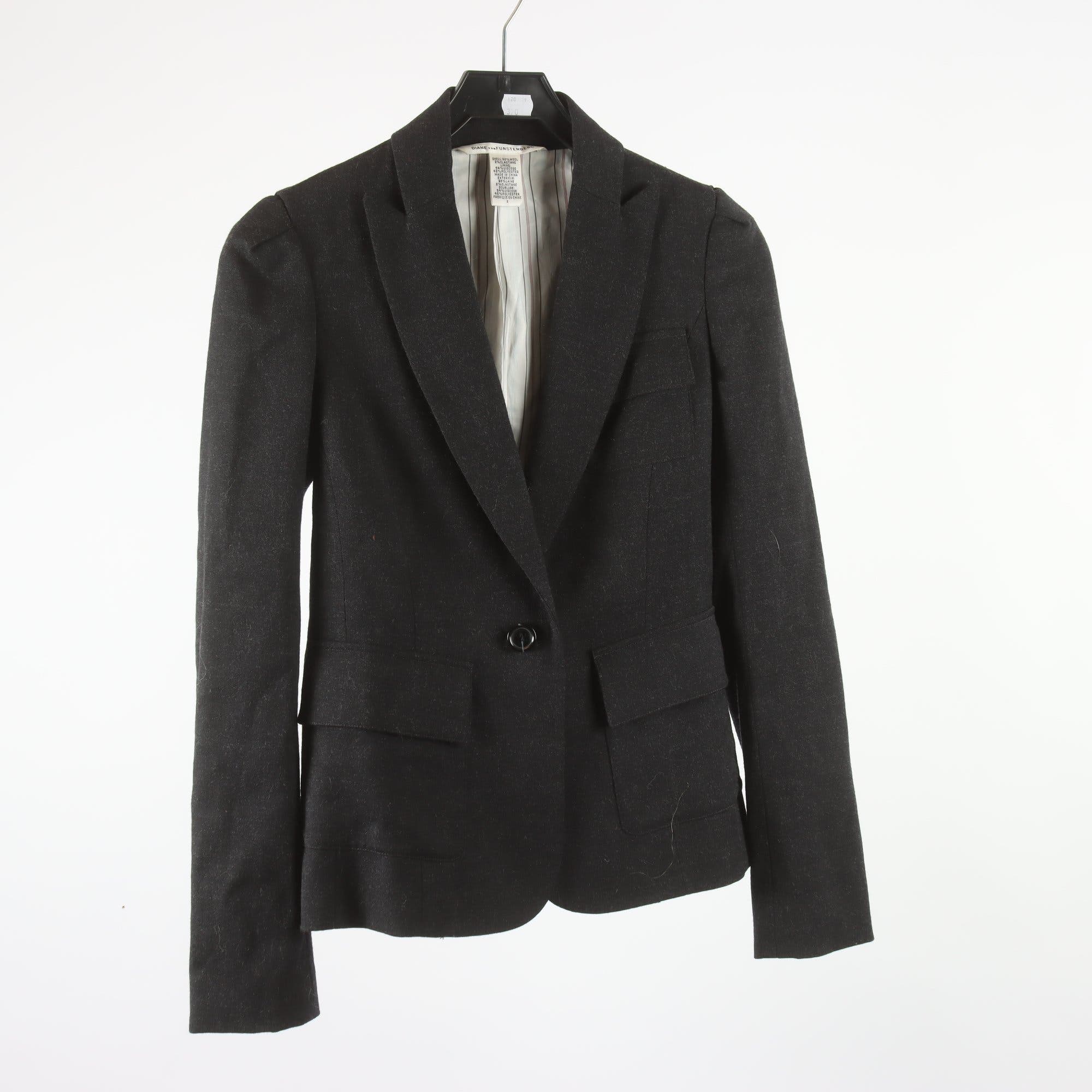Kavaj, Diane von Furstenberg, svart, ull, stl. 34.