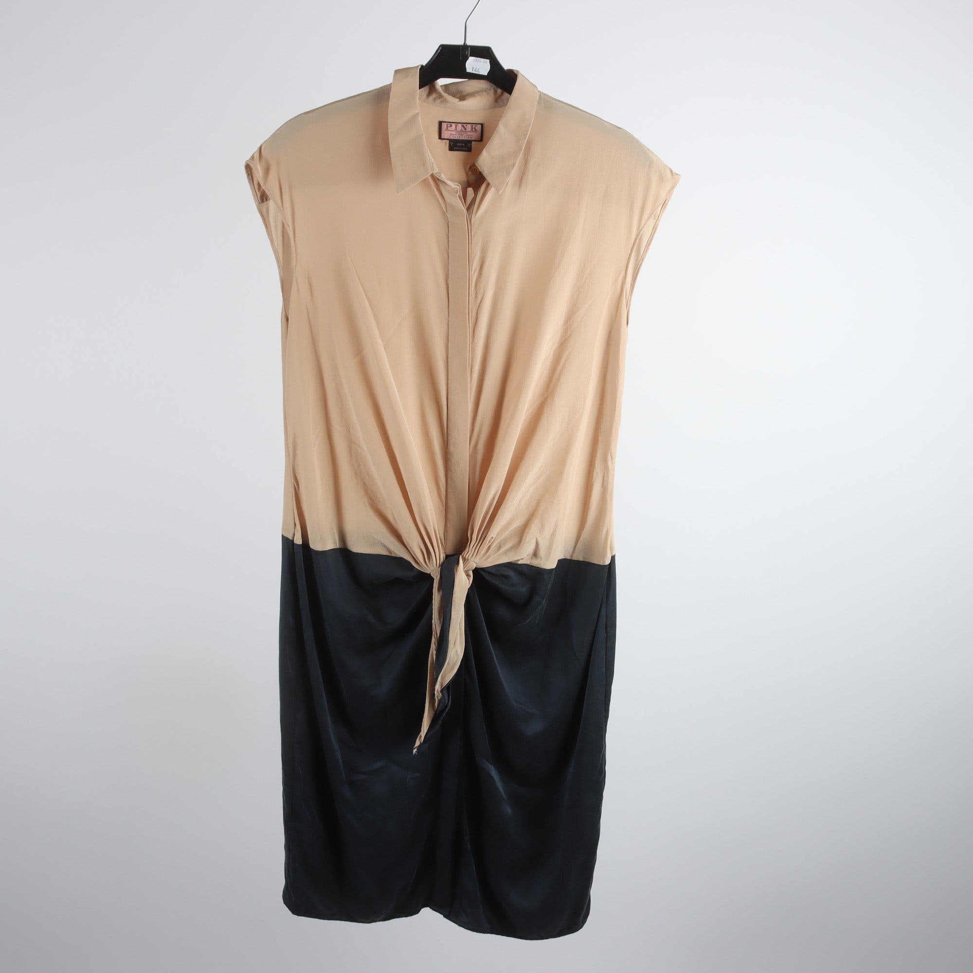 Klänning, Pink, beige, blå, 100% silke, stl. 36