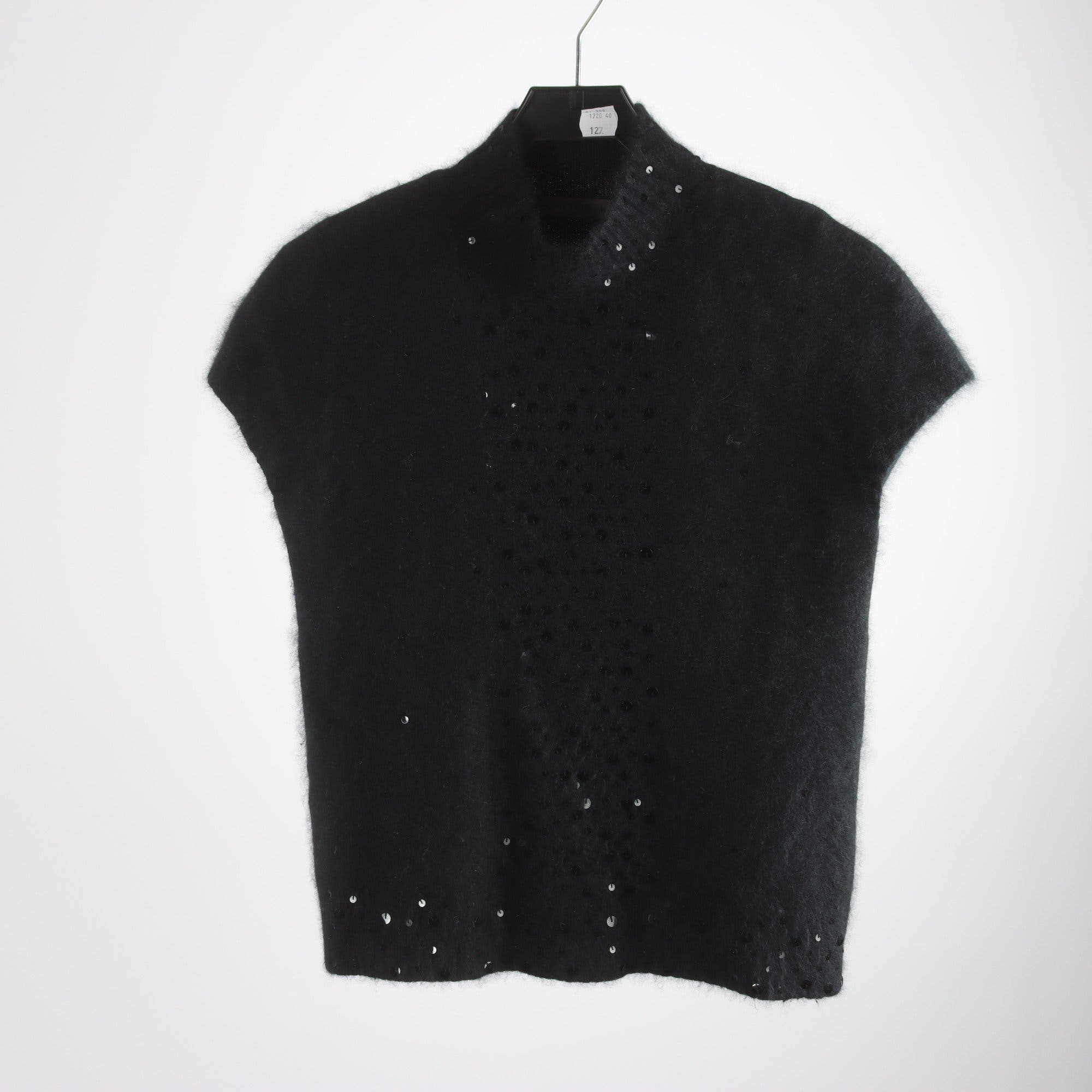 Tröja, CCDK, blå, paljetter, 70% angora, stl. L