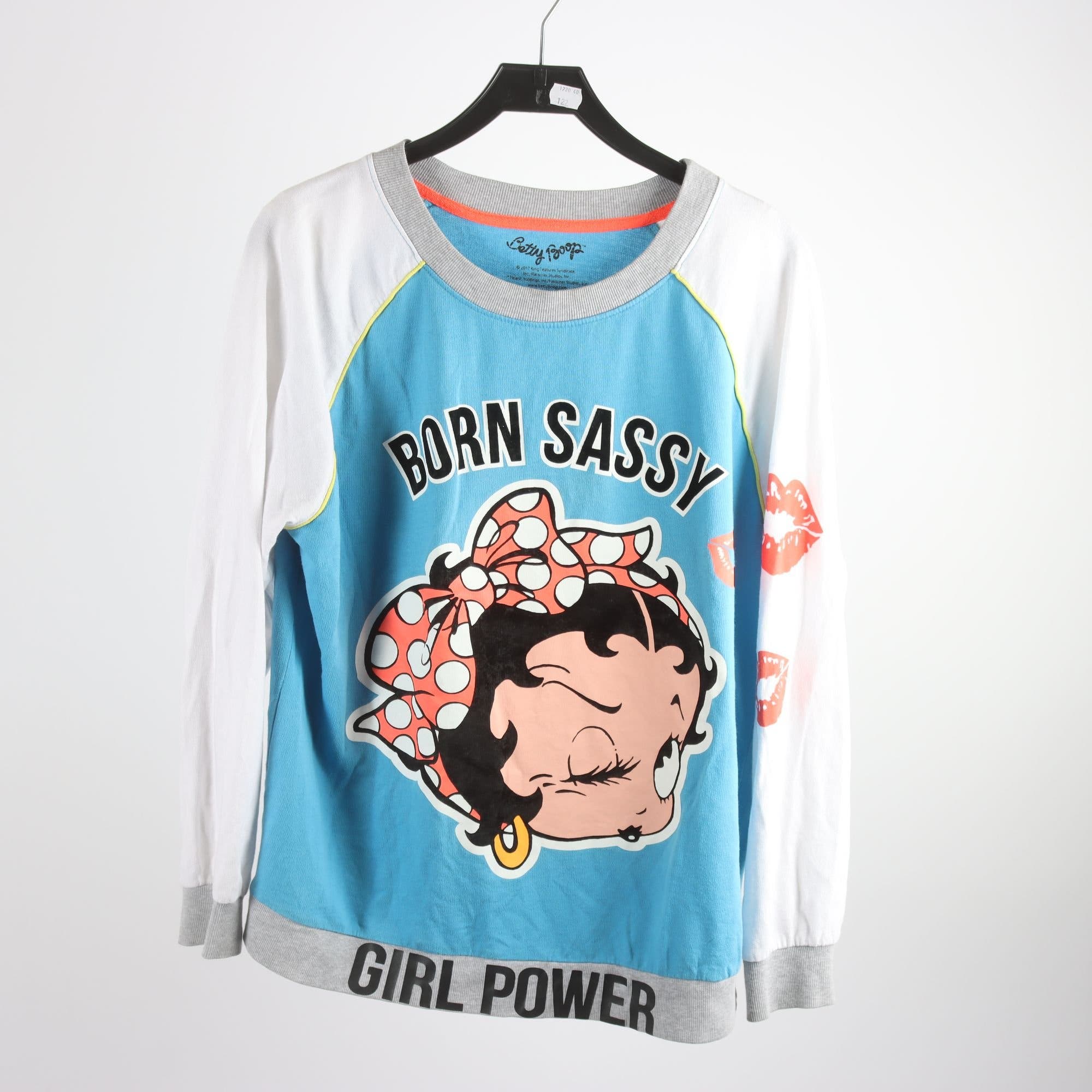 Tröja, Betty Boop, blå, vit, stl. L