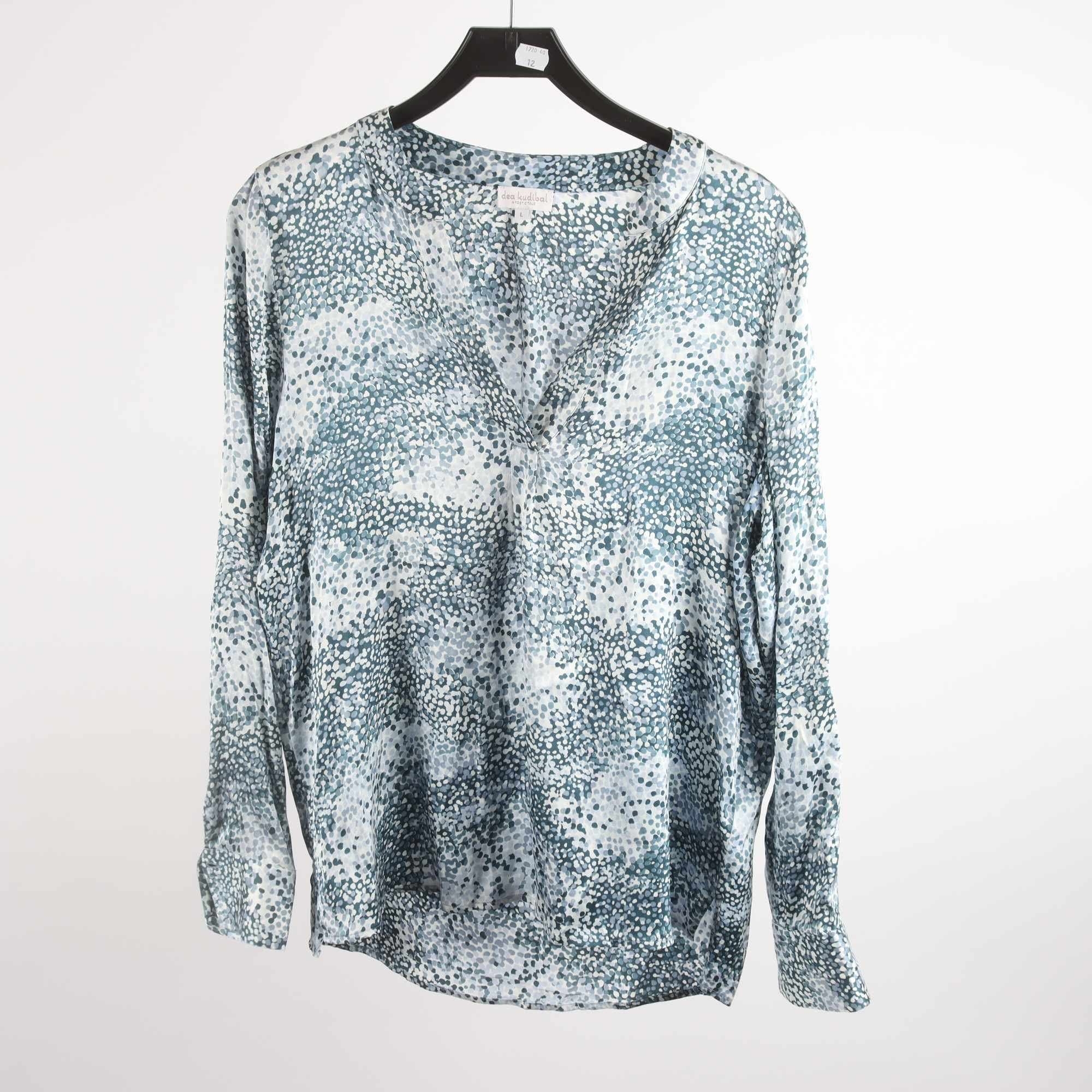 Blus, Dea Kudibal, blå, mönstrad, 90% mullberry silk, stl. L