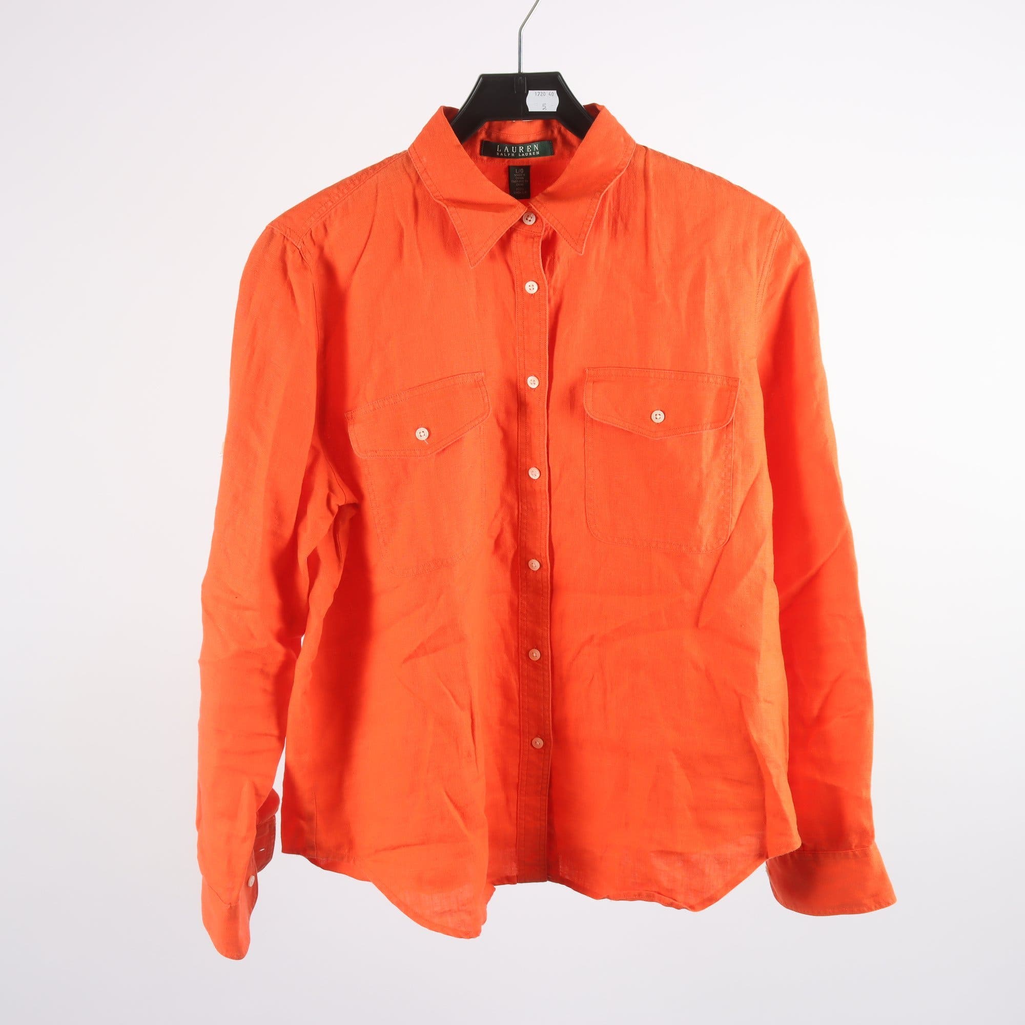 Blus/skjorta, Ralph Lauren, orange, 100% linne, stl. L