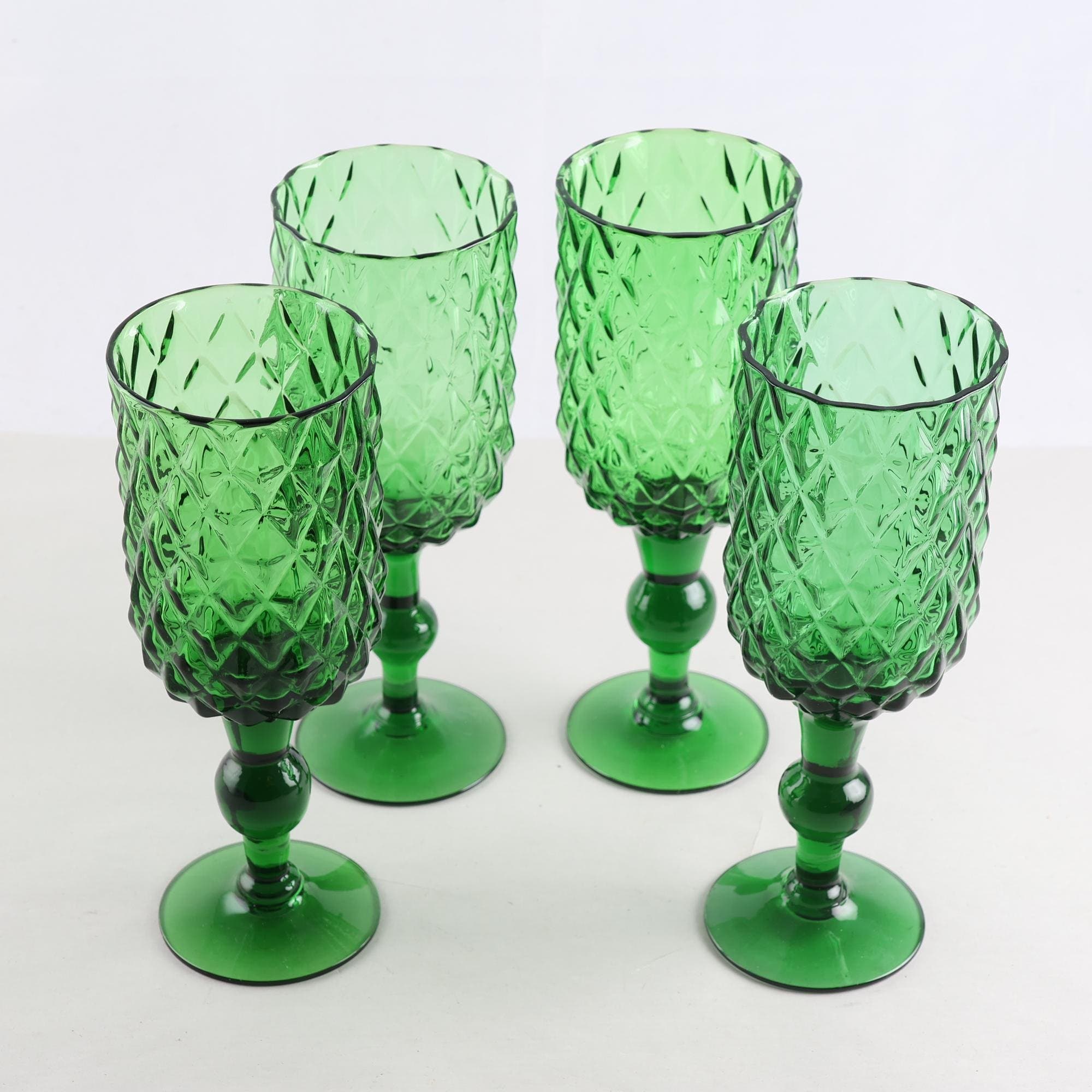 Vinglas, grönt glas, 4 st