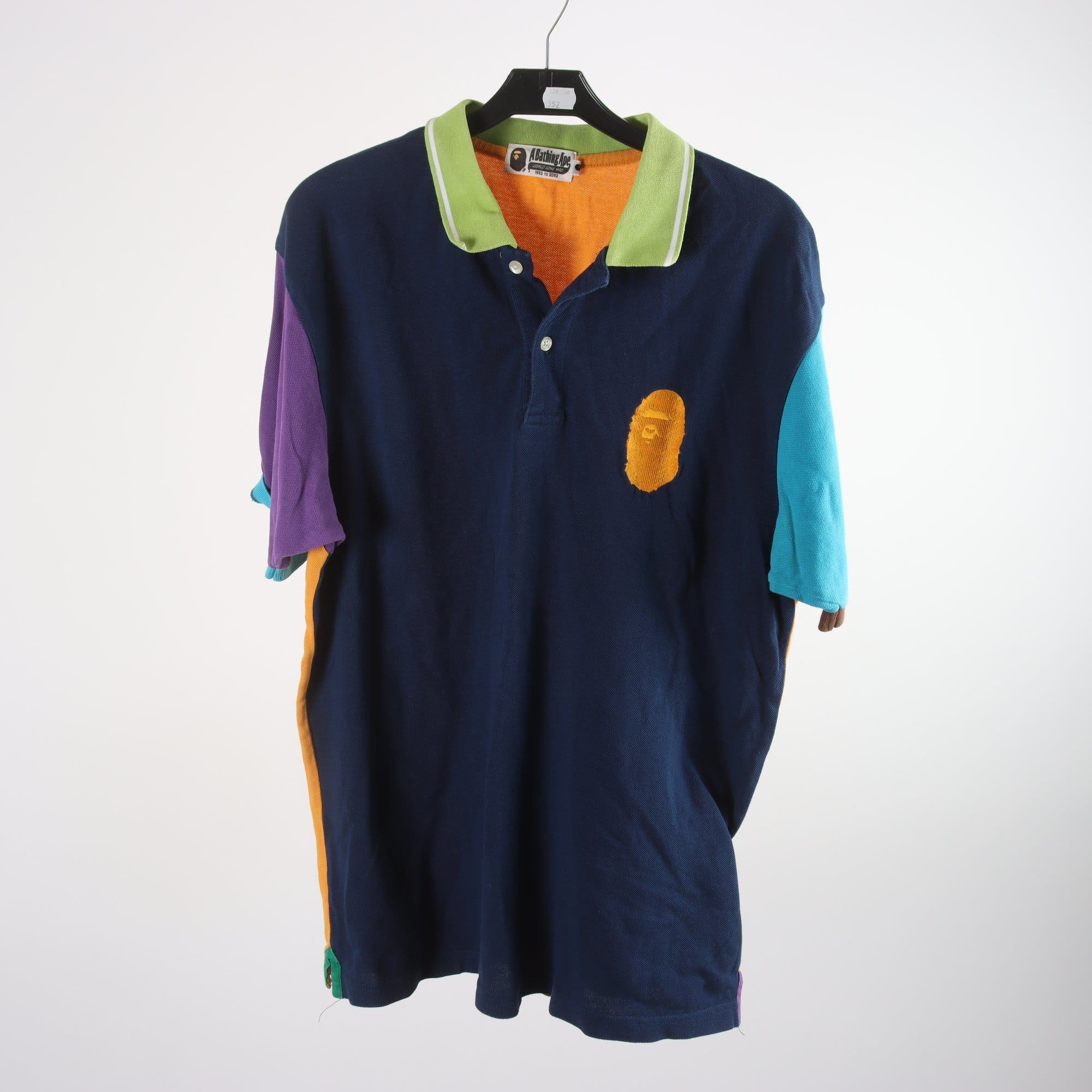 Piké, A Bathing Ape, blå, orange, stl. XL.