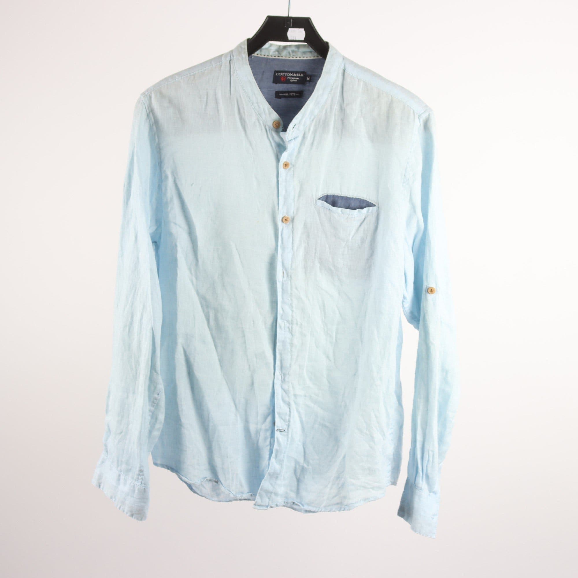 Skjorta, Cotton & Silk, blå, 100% lin, stl. M.