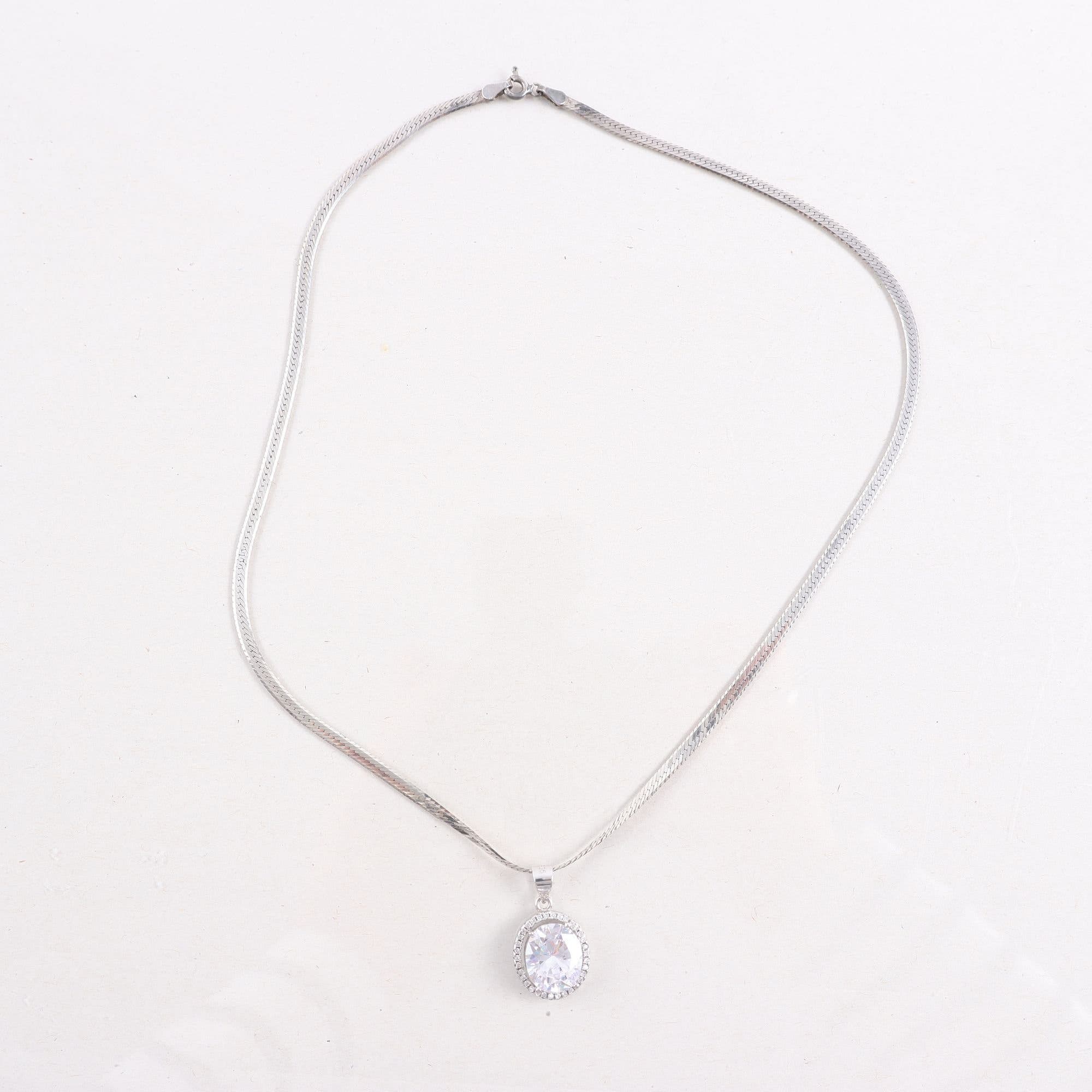 Halsband & hänge, silver 925, glas