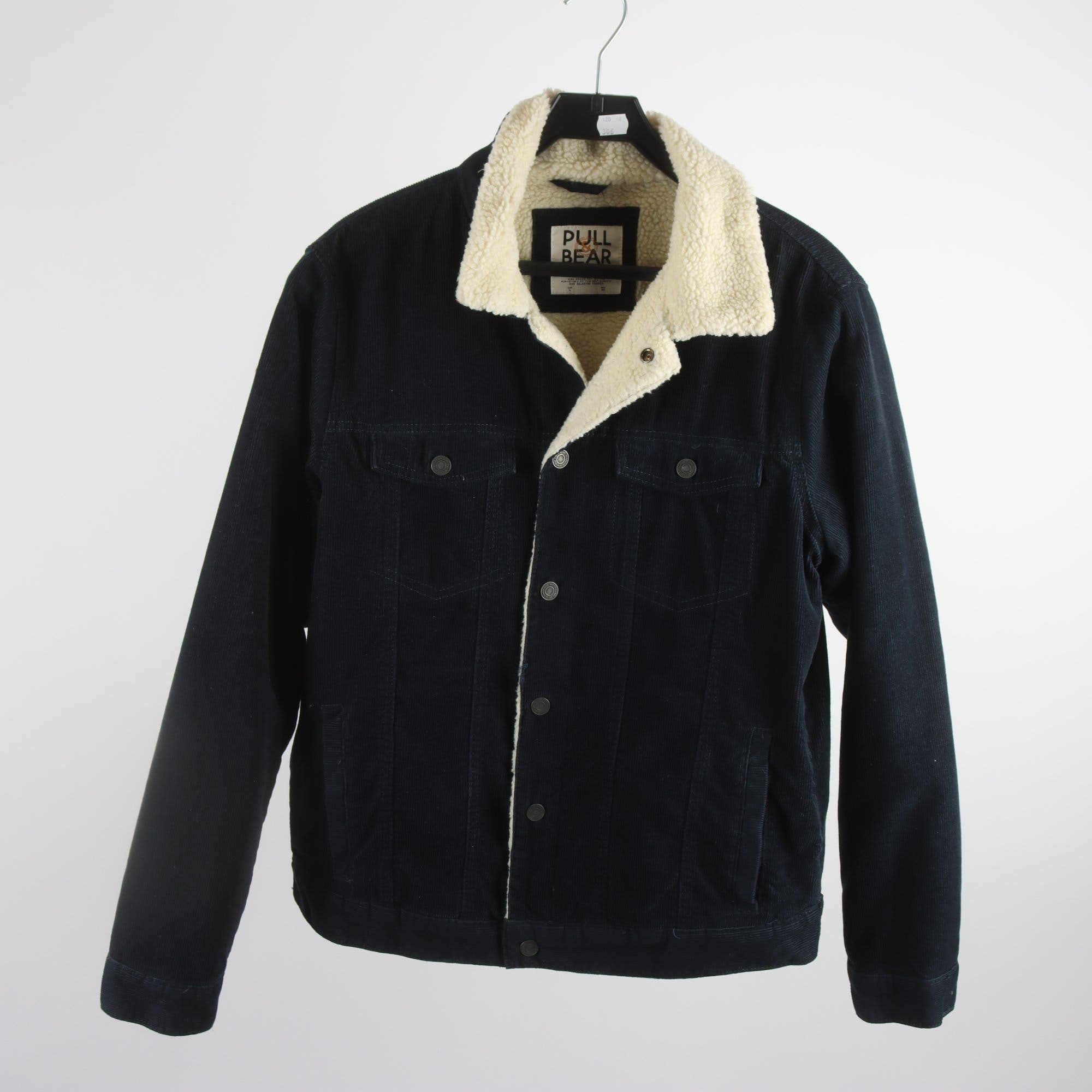 Fodrad jacka, Pull & Bear, blå, manchester, stl. L.