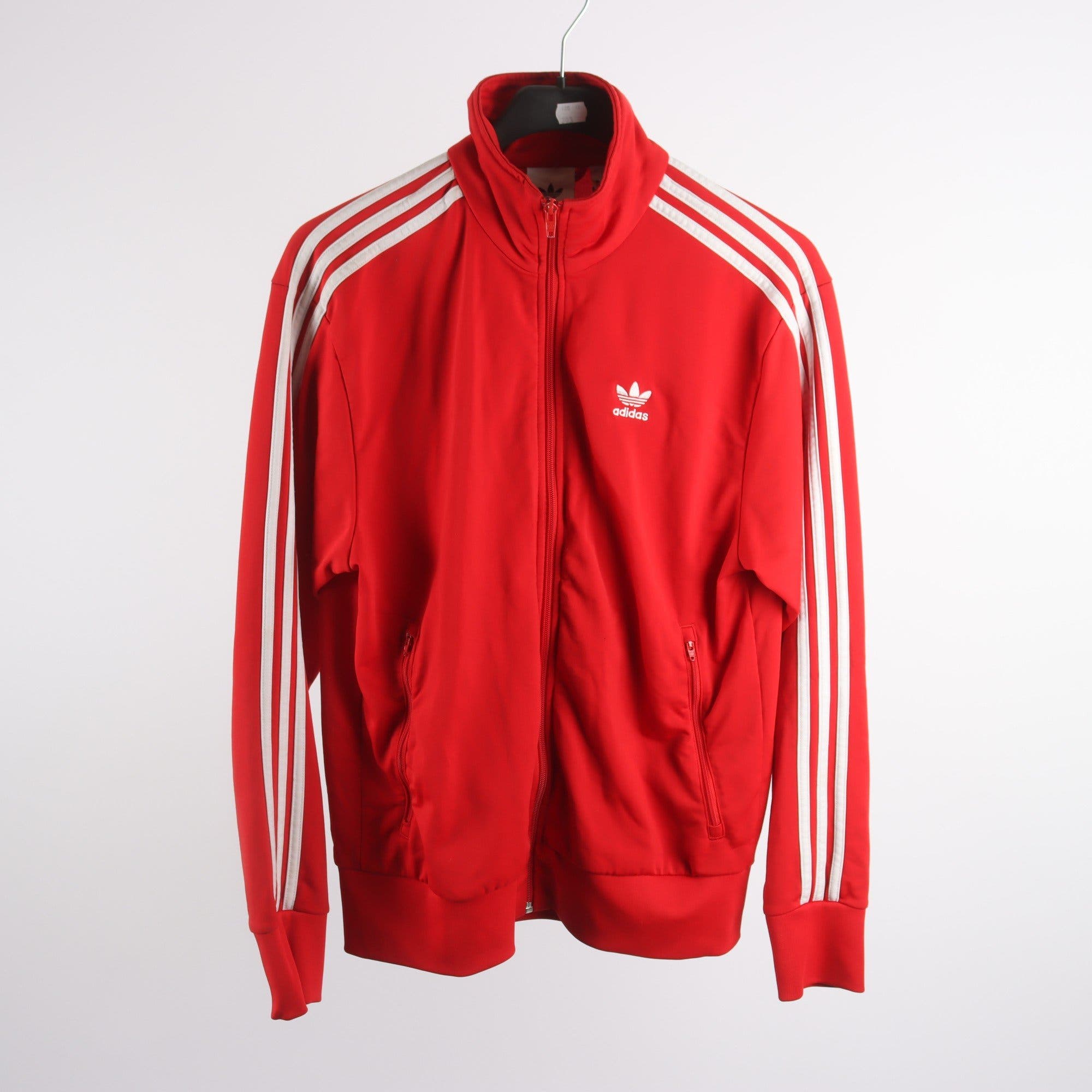 Träningsjacka, Adidas, röd, vit, stl. M.