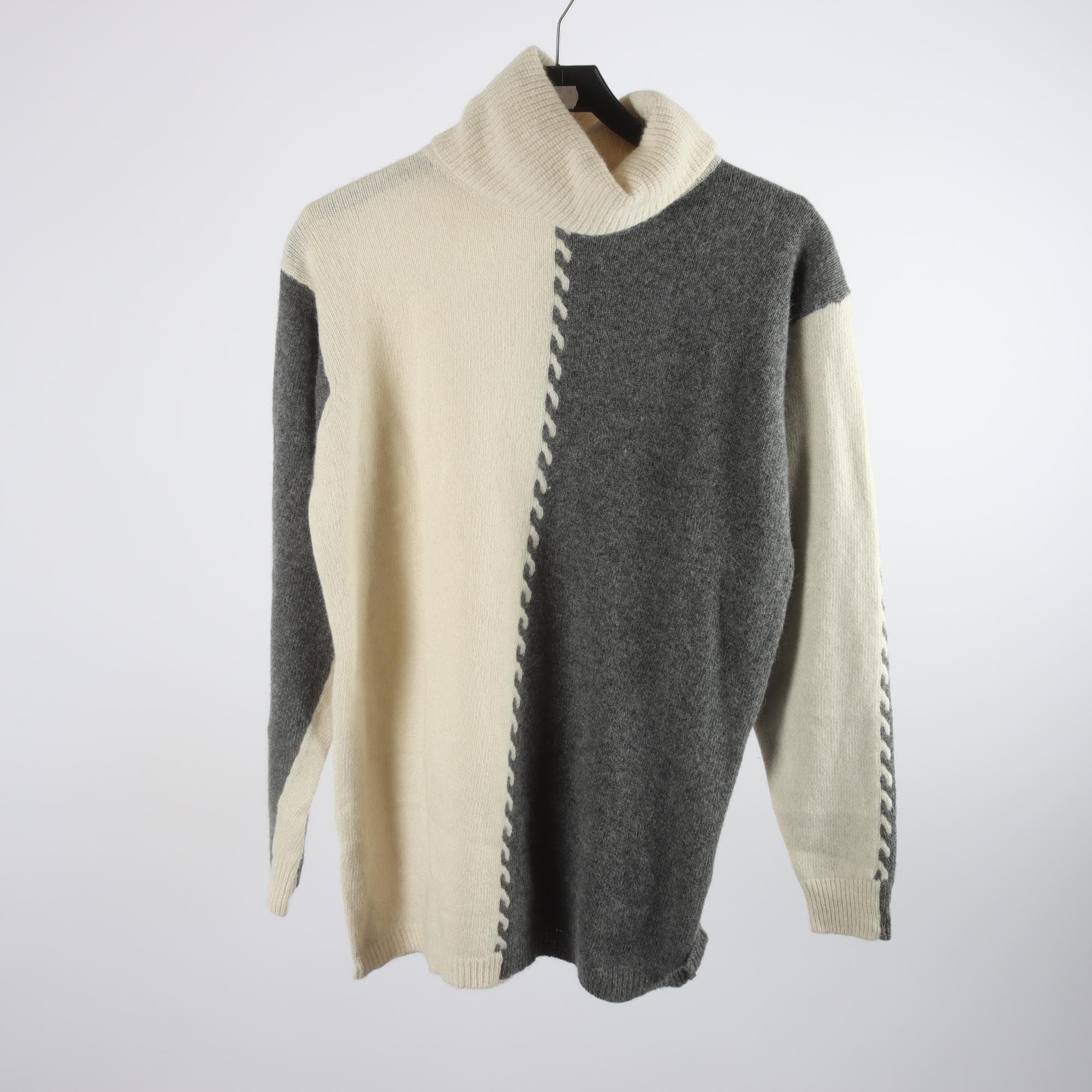 Polotröja, Bredenberg, offwhite, grå, lammull, angora, stl. M.