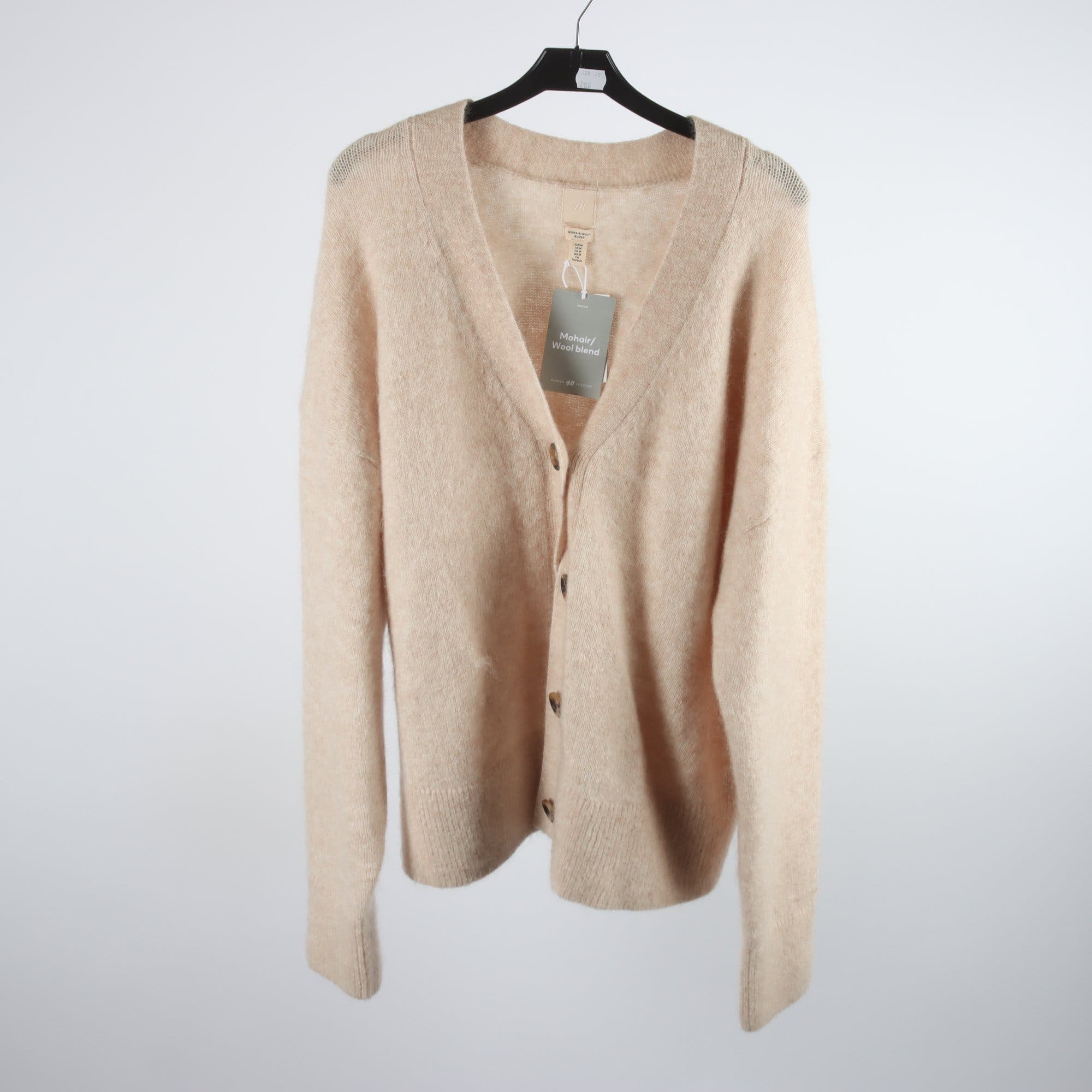 Kofta, H&M, ljusrosa, ull, mohair, stl. M.