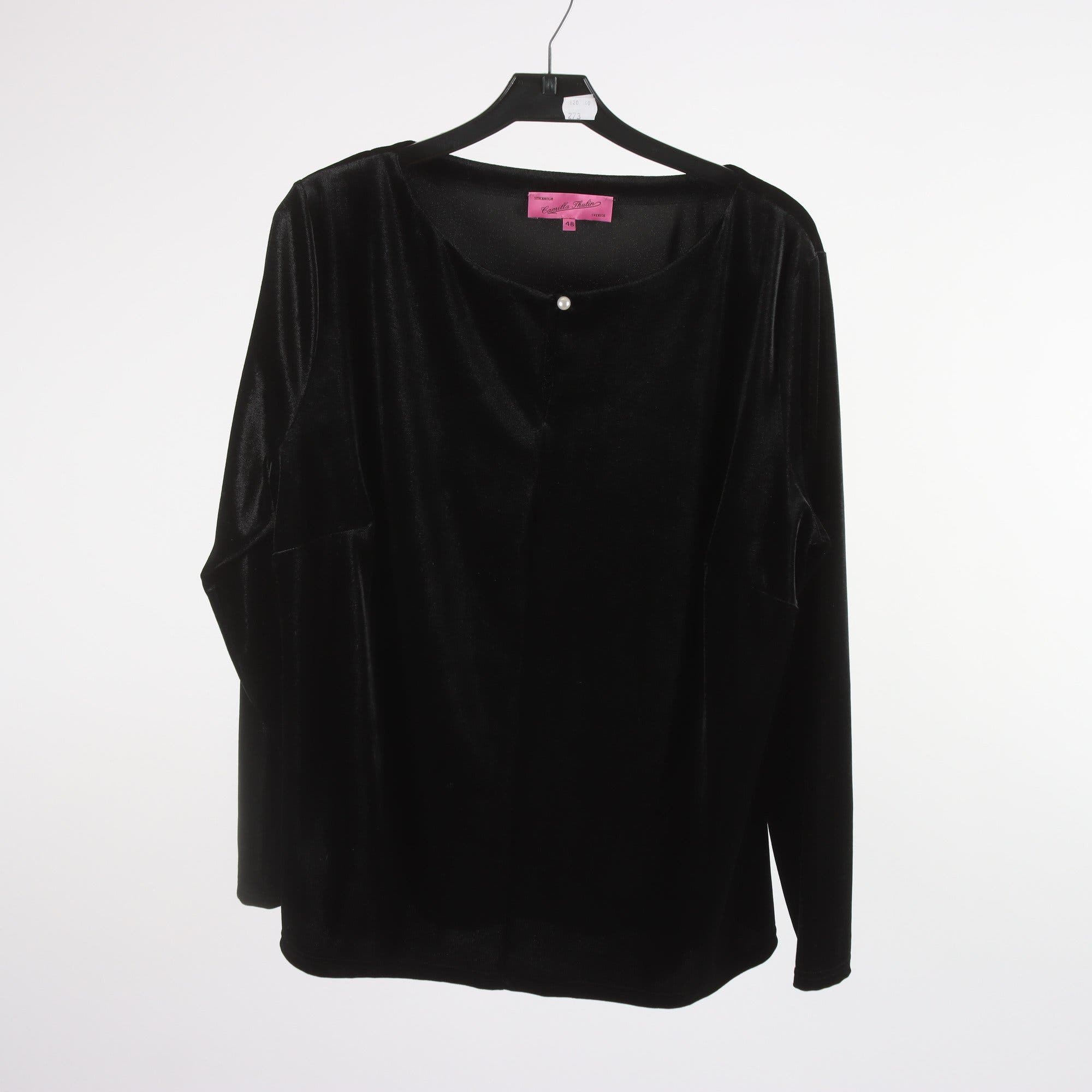 Tröja, Camilla Thulin, svart, velour, stl. 48.