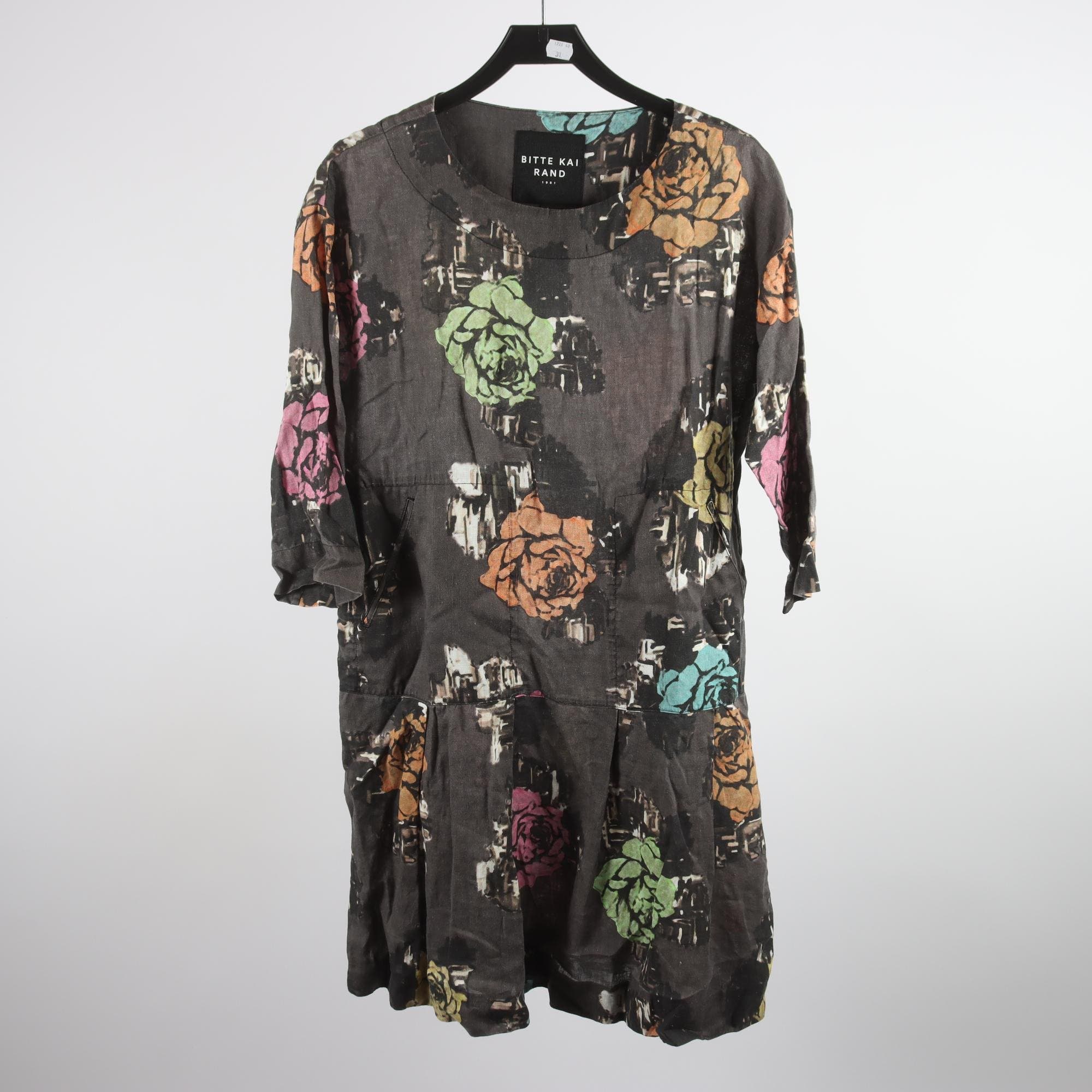 Klänning, Bitte Kai Rand, grå, mönstrad, 100% linne, stl. 1 (XS/S)