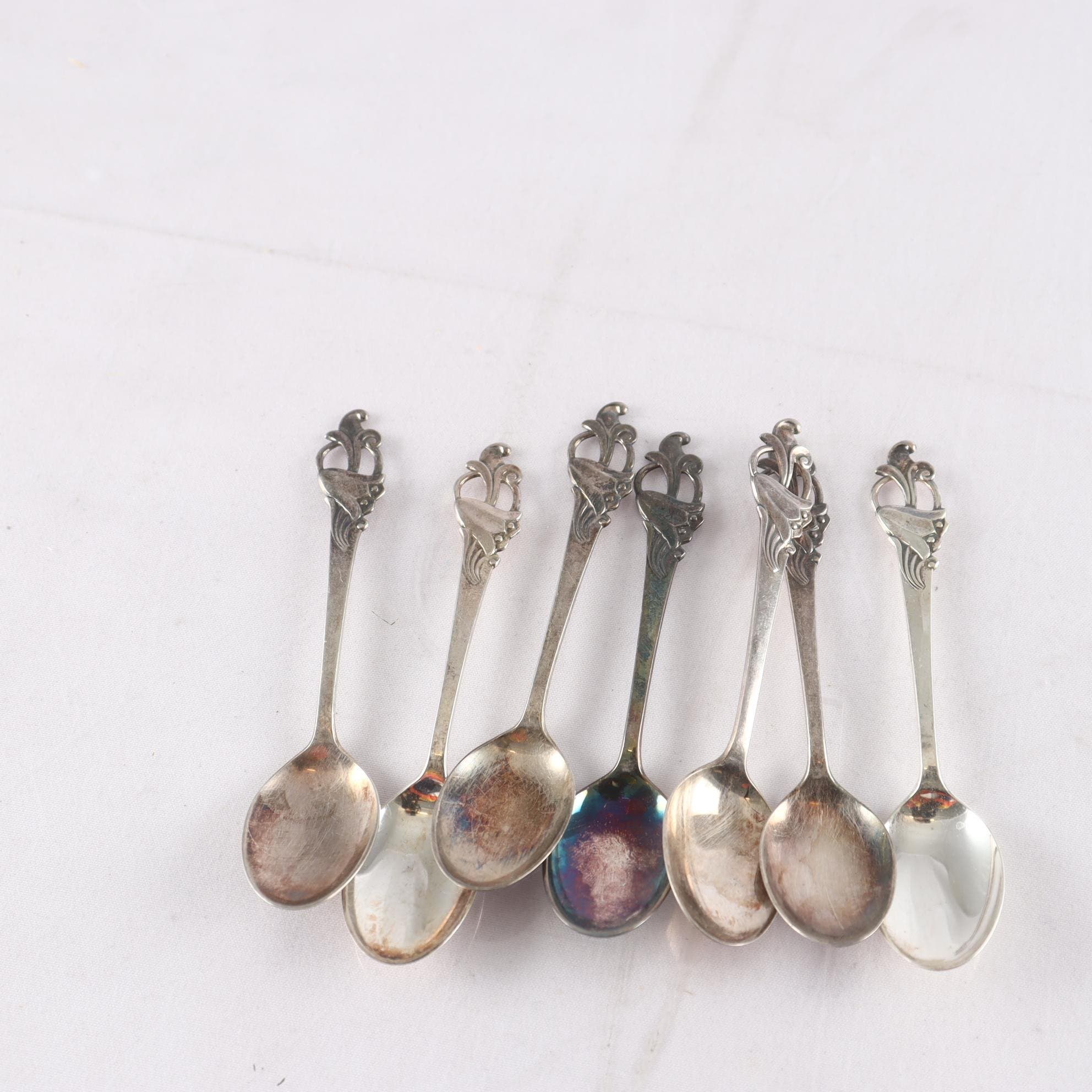 Kaffeskedar, silver, 7st
