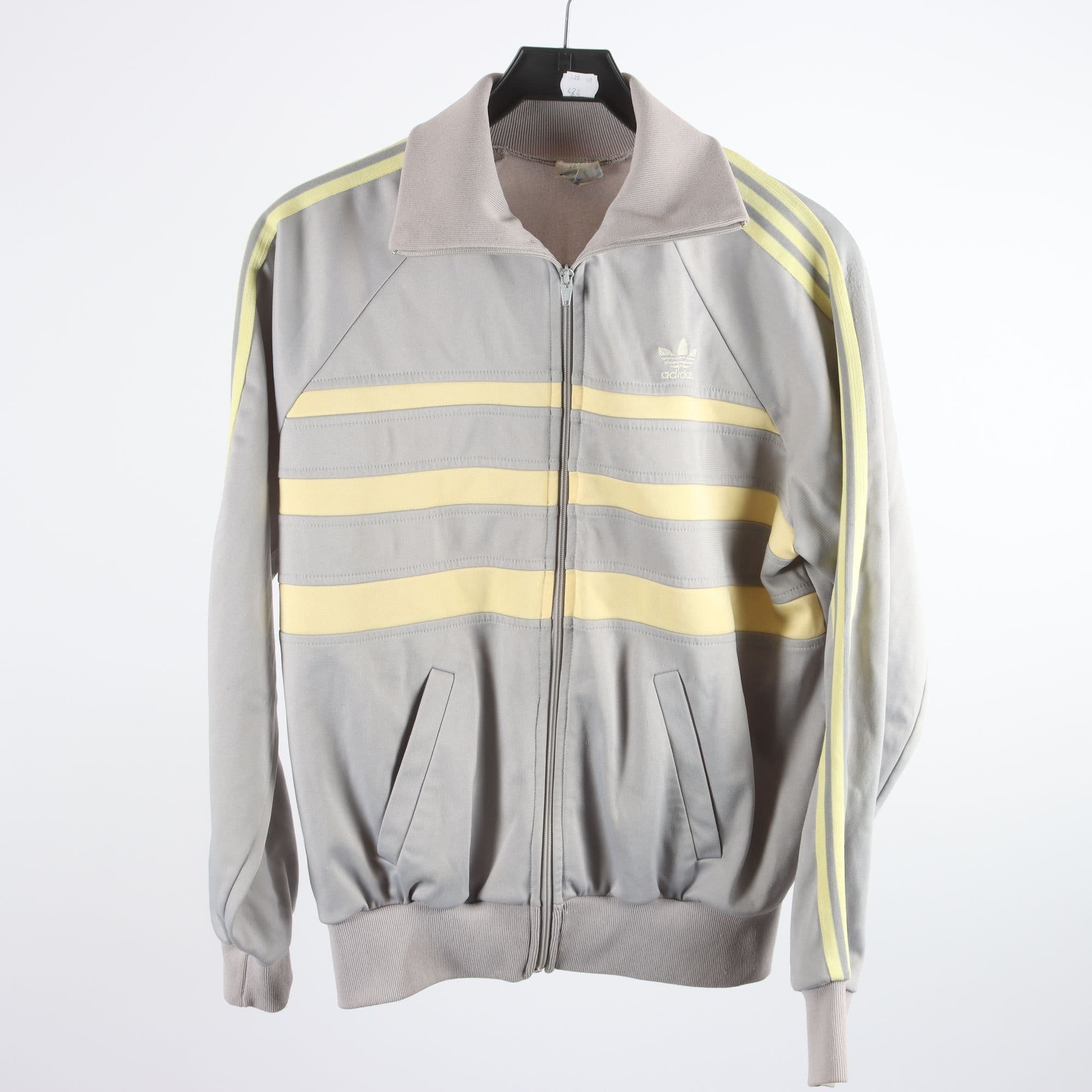 Träningsjacka, Adidas, gul, grå, retro, stl. ca. XS.