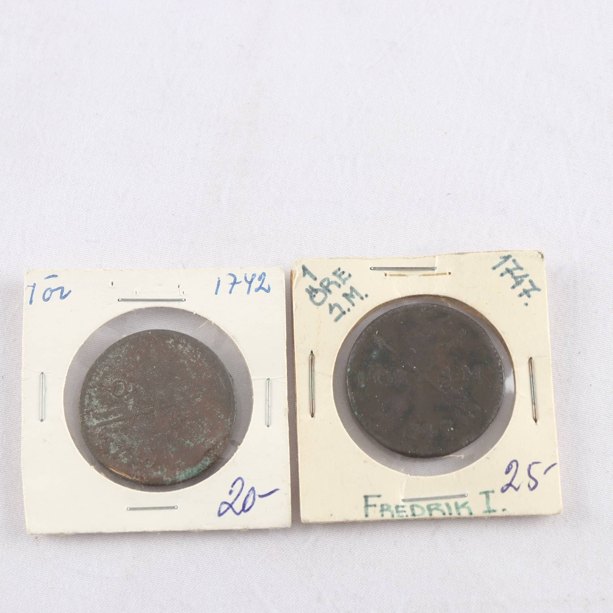 Kopparmynt, 1 öre S.M., 1742 + 1747