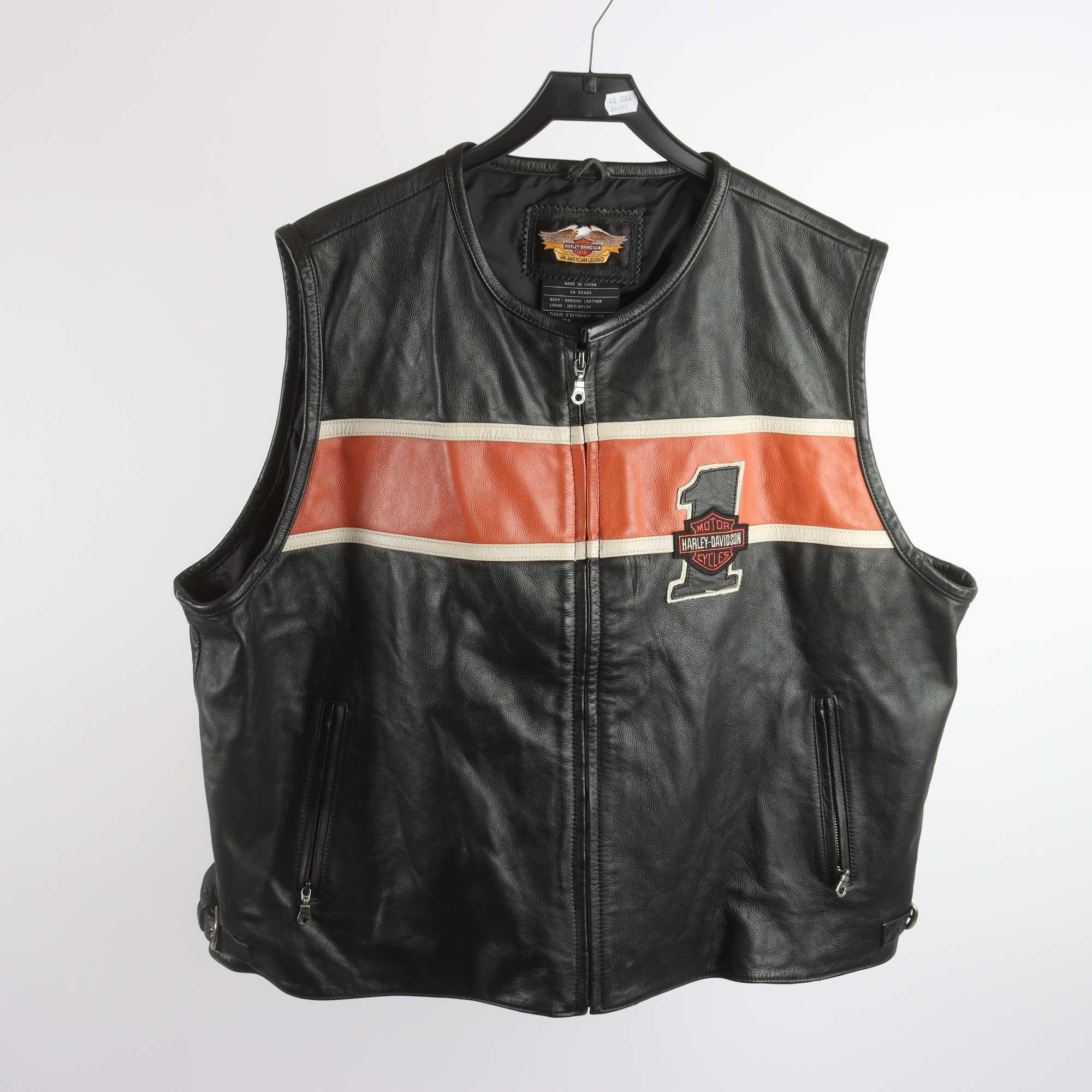 Skinnväst, Harley Davidson, 100% läder, stl. XXXL