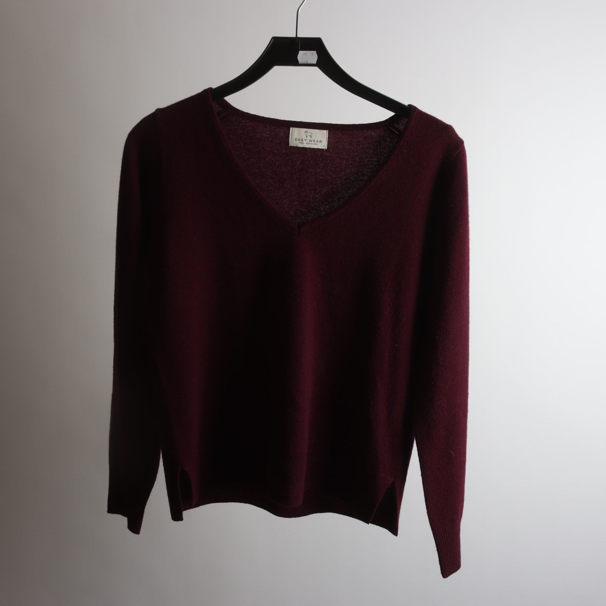 Tröja, Easy Wear, vinröd, ull, cashmere, stl. M.