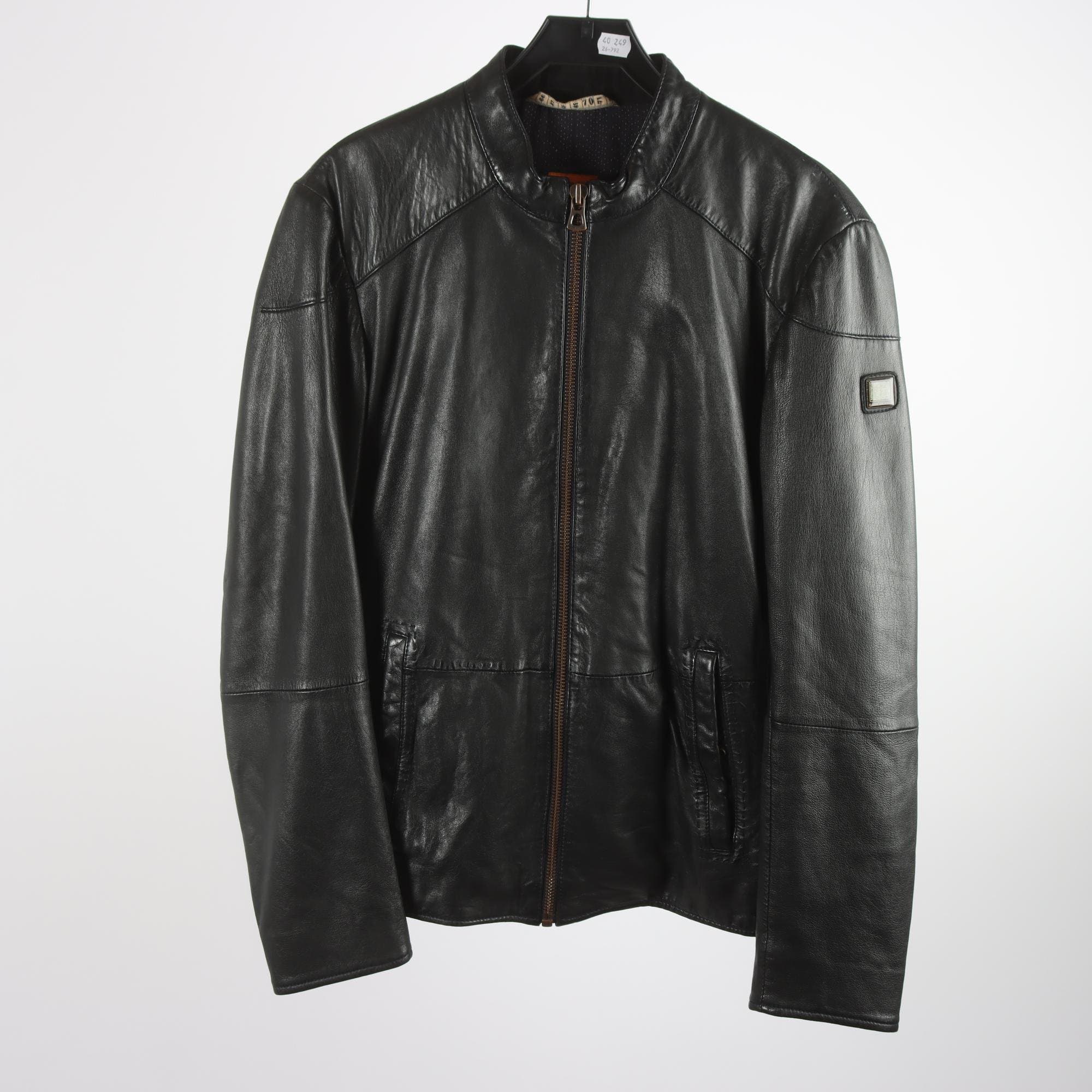 Skinnjacka, Hugo Boss, 100% läder, stl. 48