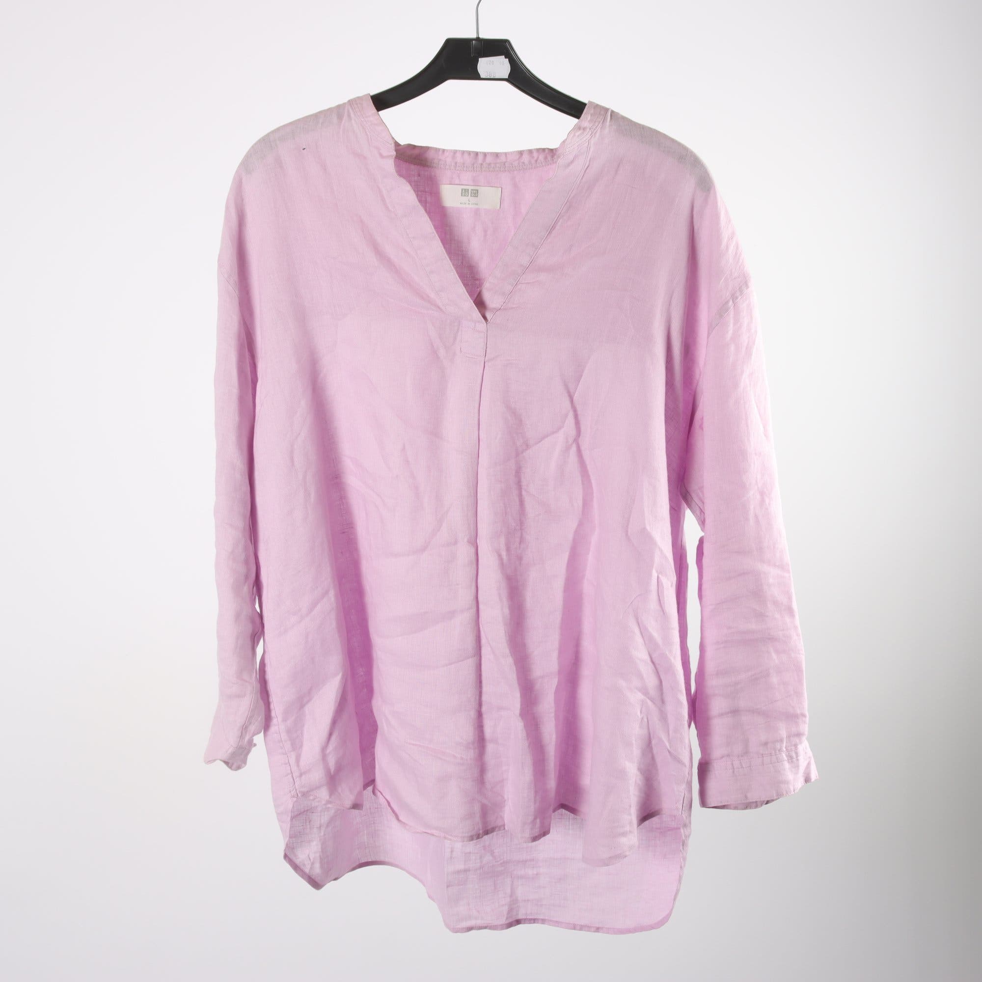 Blus, Uniqlo, lila, 100% lin, stl. L.