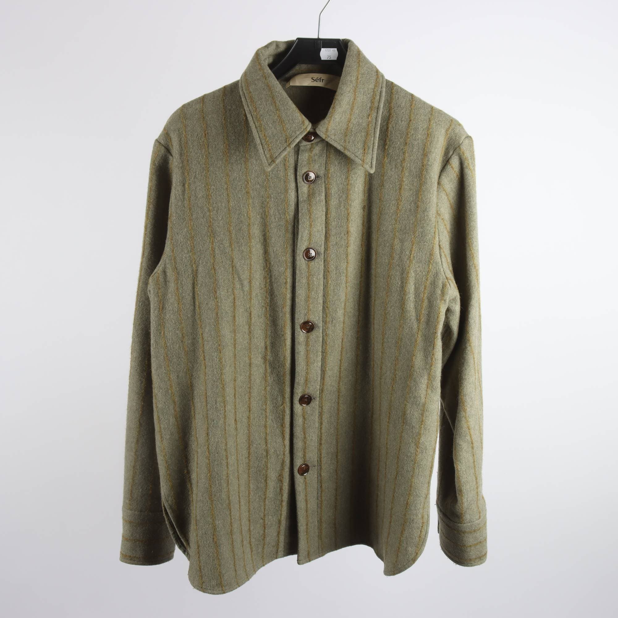 Skjorta/overshirt, Séfr, grön, 68% ull, stl. L