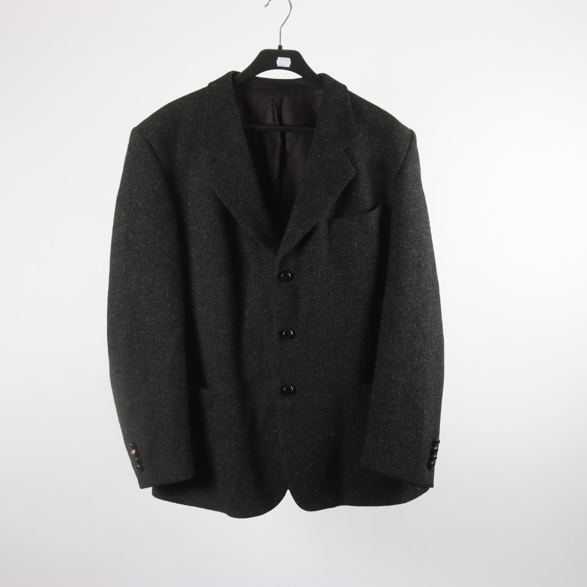 Kavaj, Harris Tweed, Cavaliere, svart, 100% ull, stl. 56.