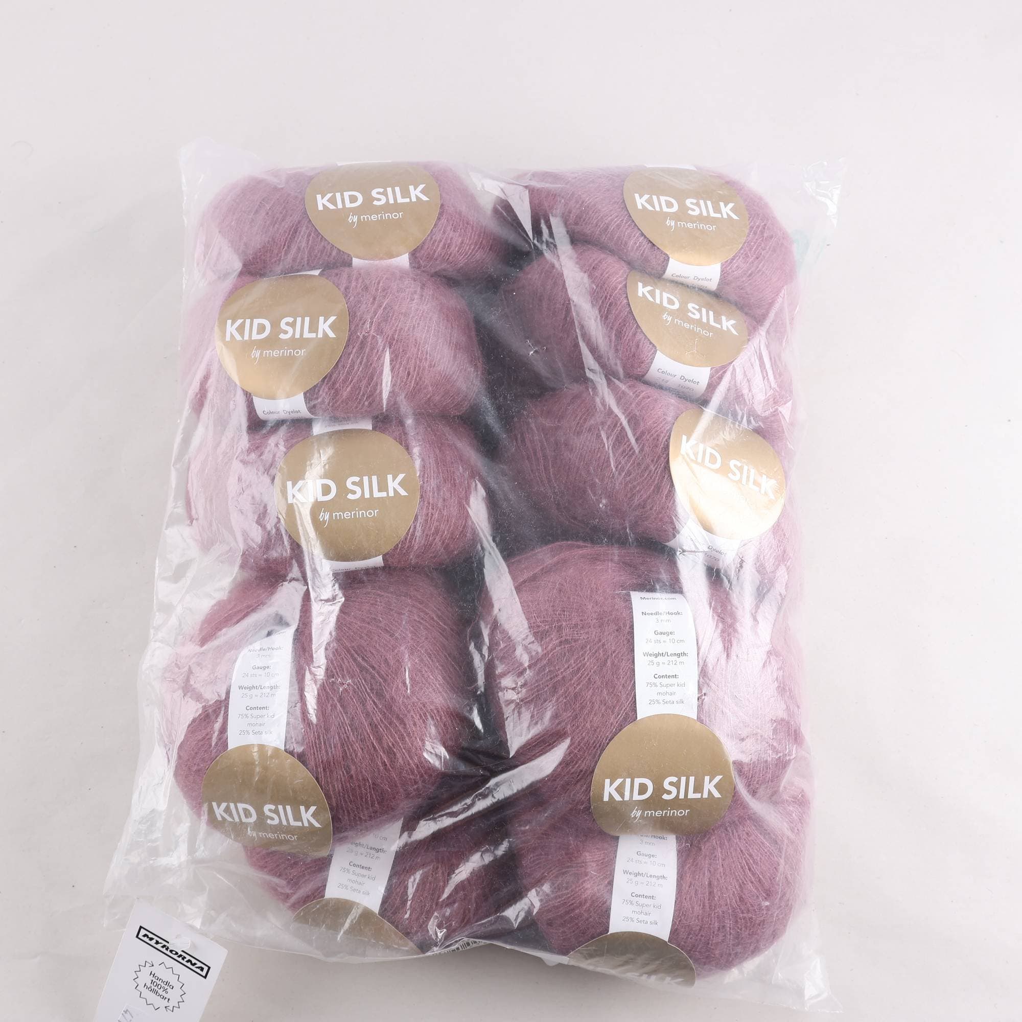 Garn, Kid Silk x Merinor, lila, mohair, silke, 25 gr.