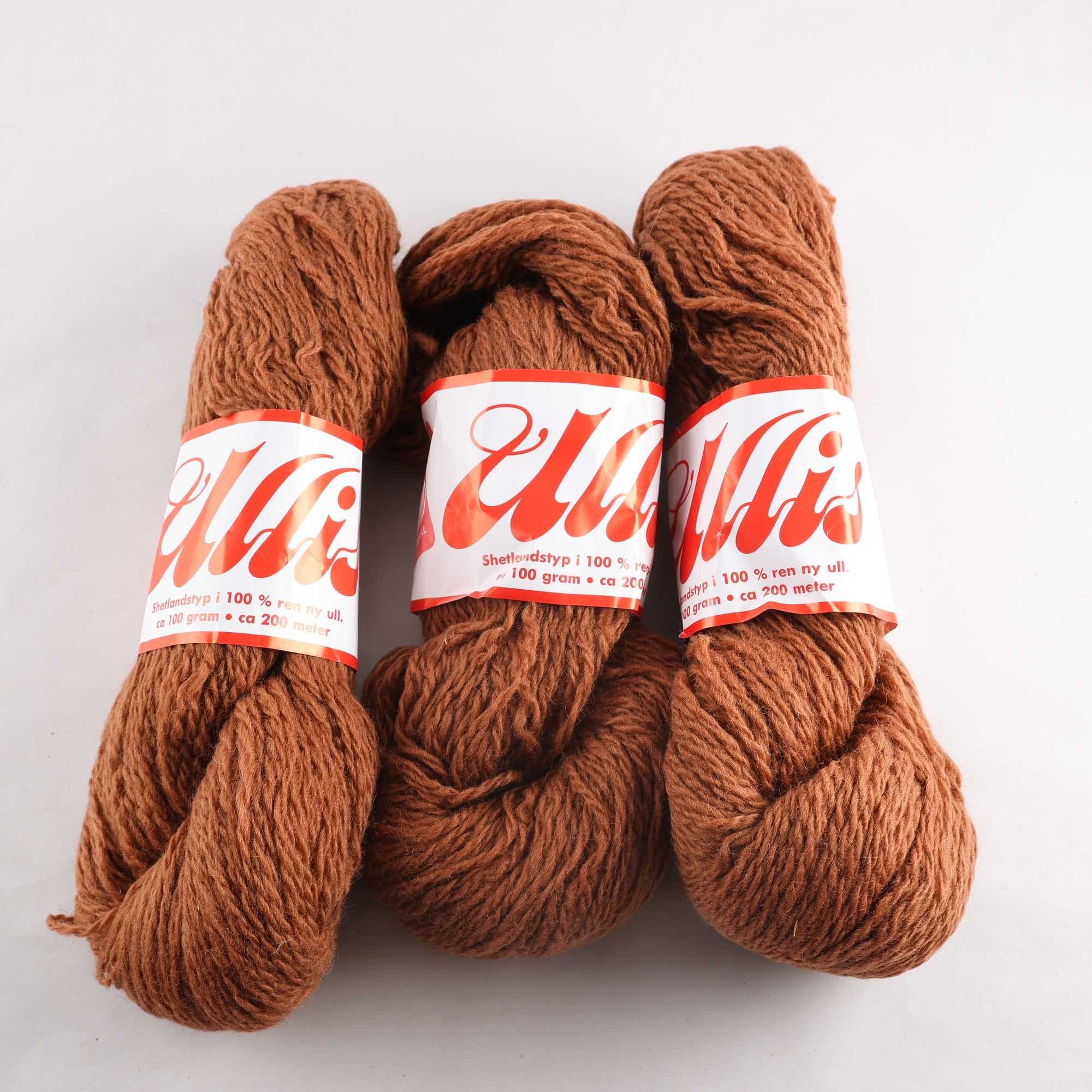 Garn, Ullis, brun, 100% shetlandsull, 100 gr.