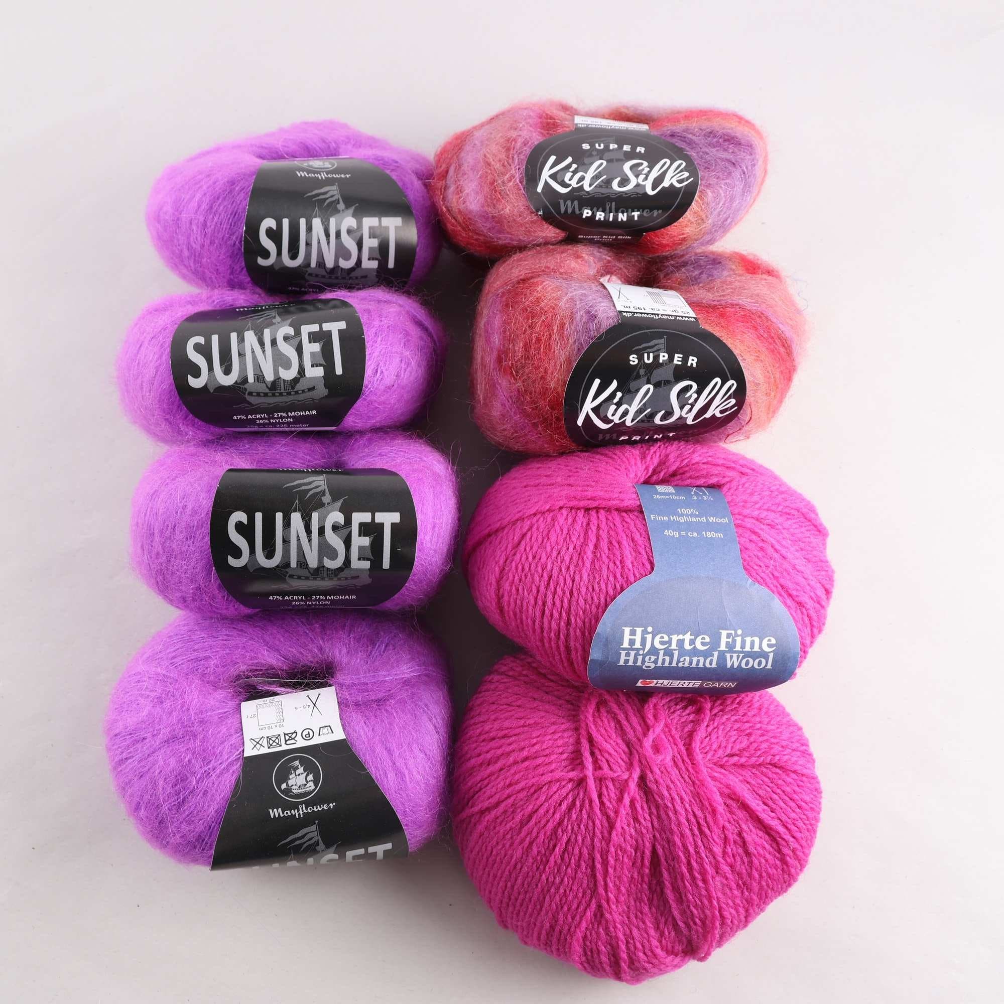 Garn, Blandade märken, blandade färger, ull, mohair, silke.