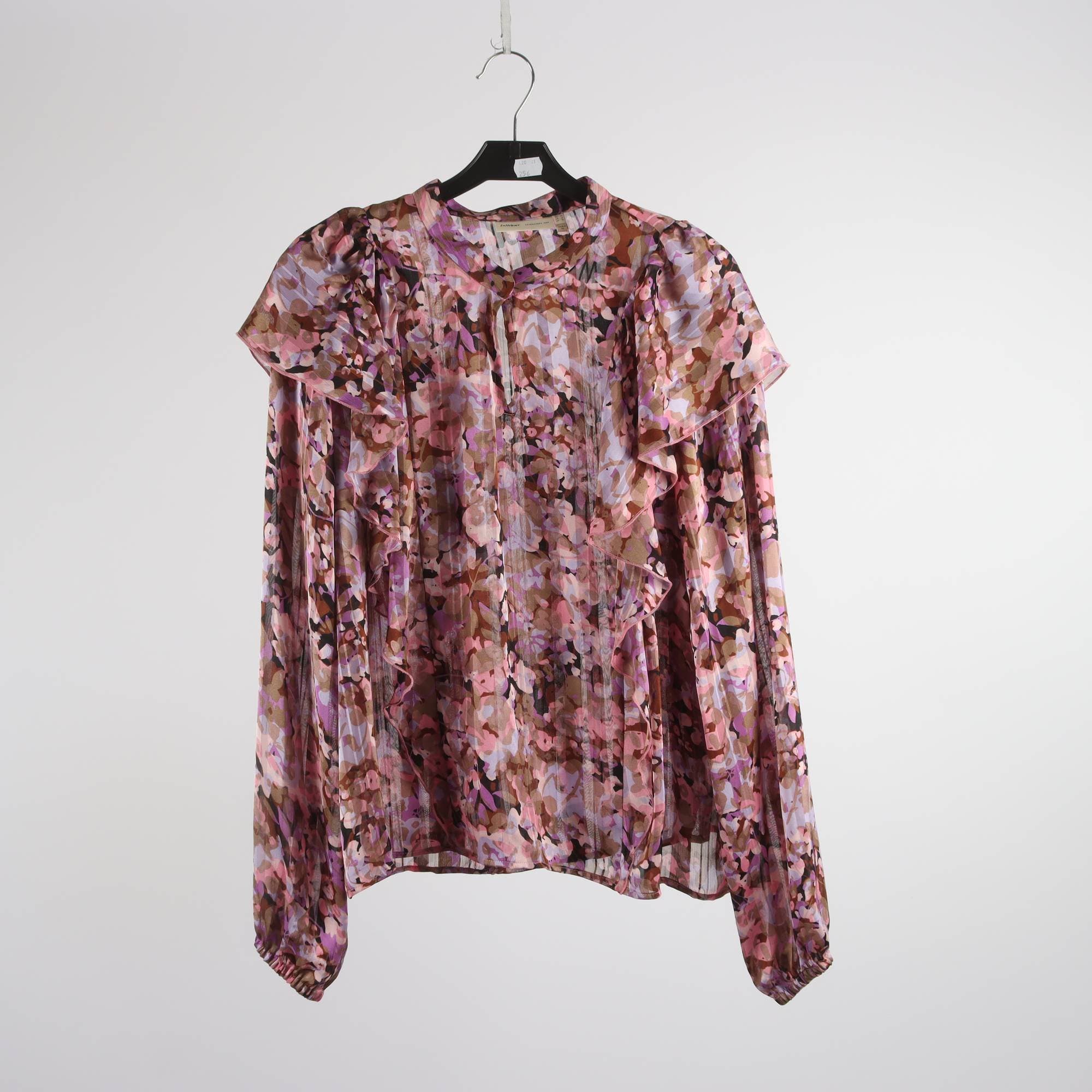 Blus, In Wear, mönstrad, lila, svart, stl. 42.