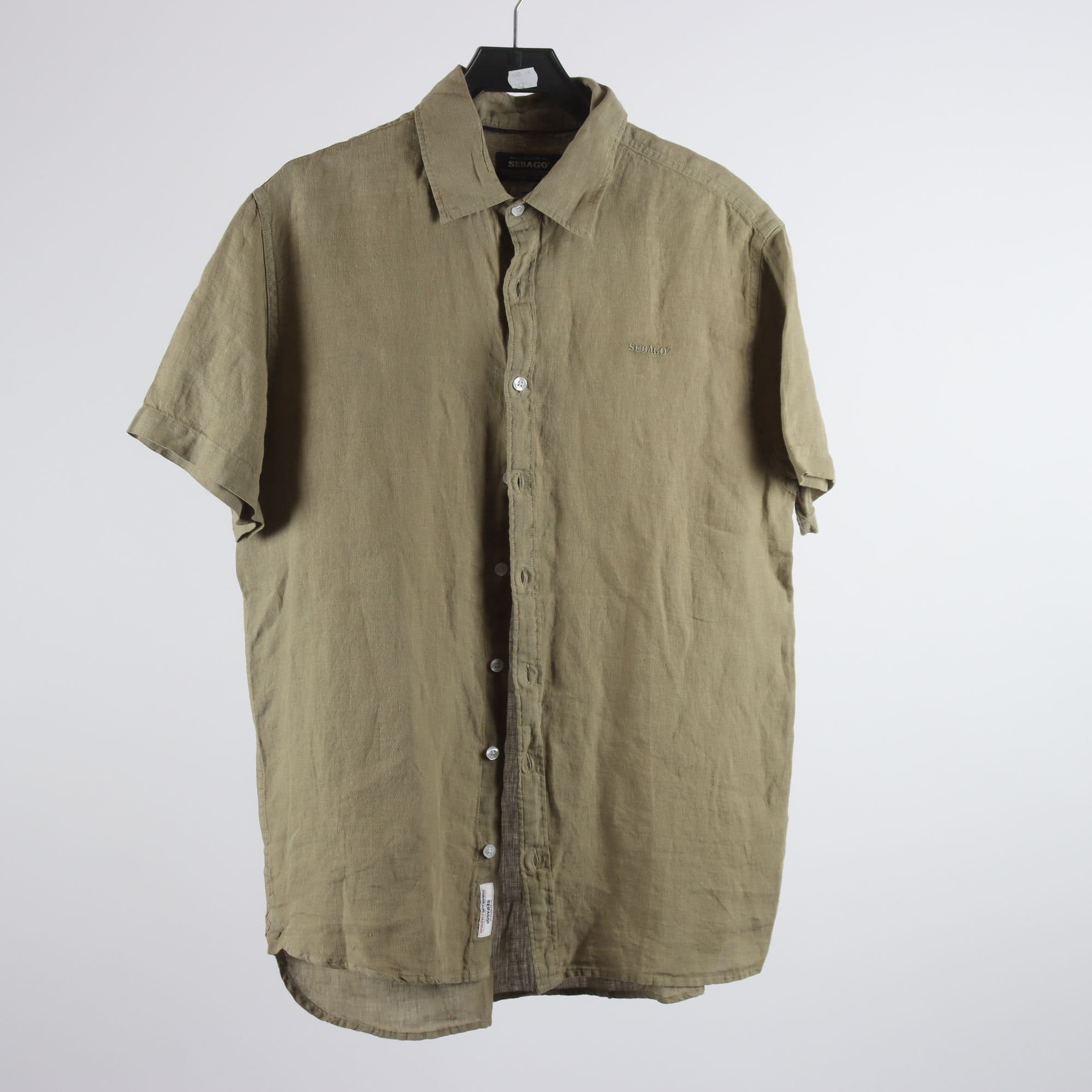 Skjorta, Sebago, mossgrön, 100% lin, stl. L.