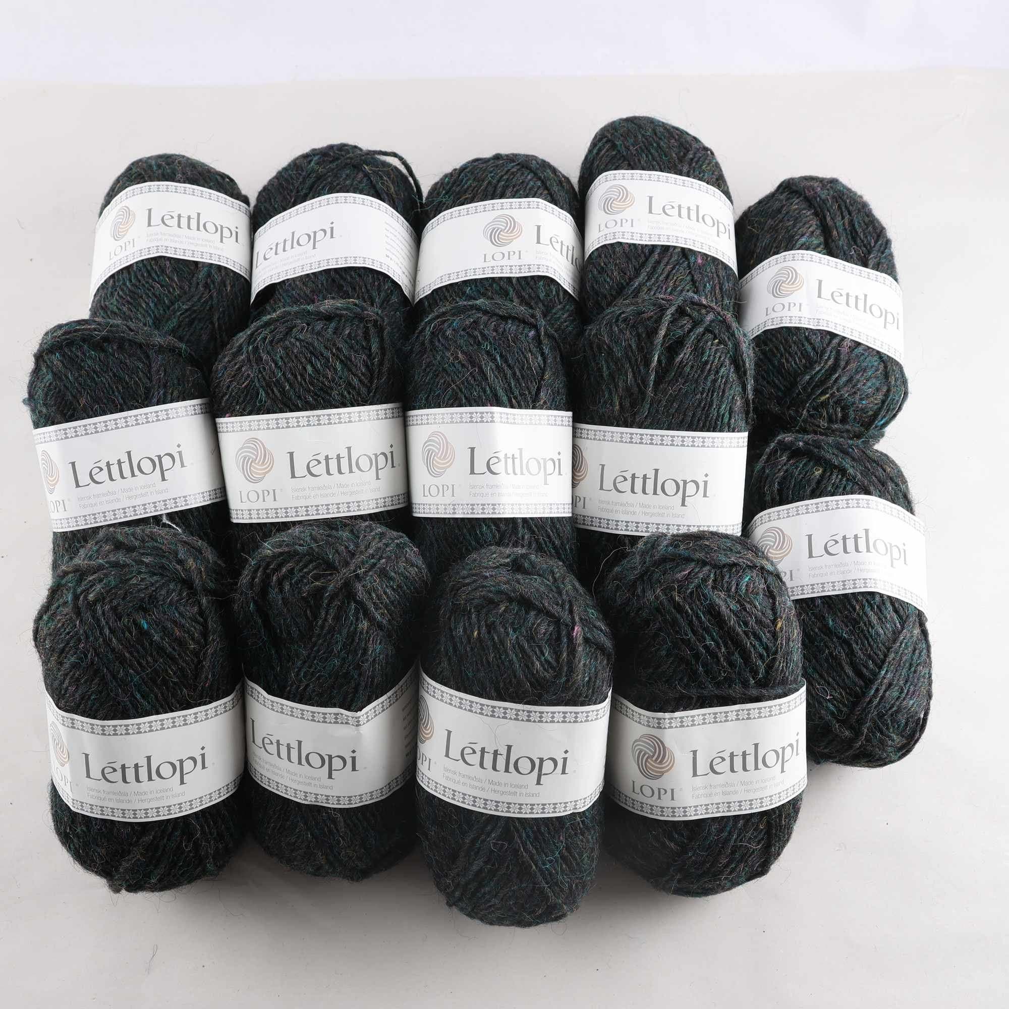 Garn, Lettlopi, Island, grön, svart, 100% ull, 50 gr.
