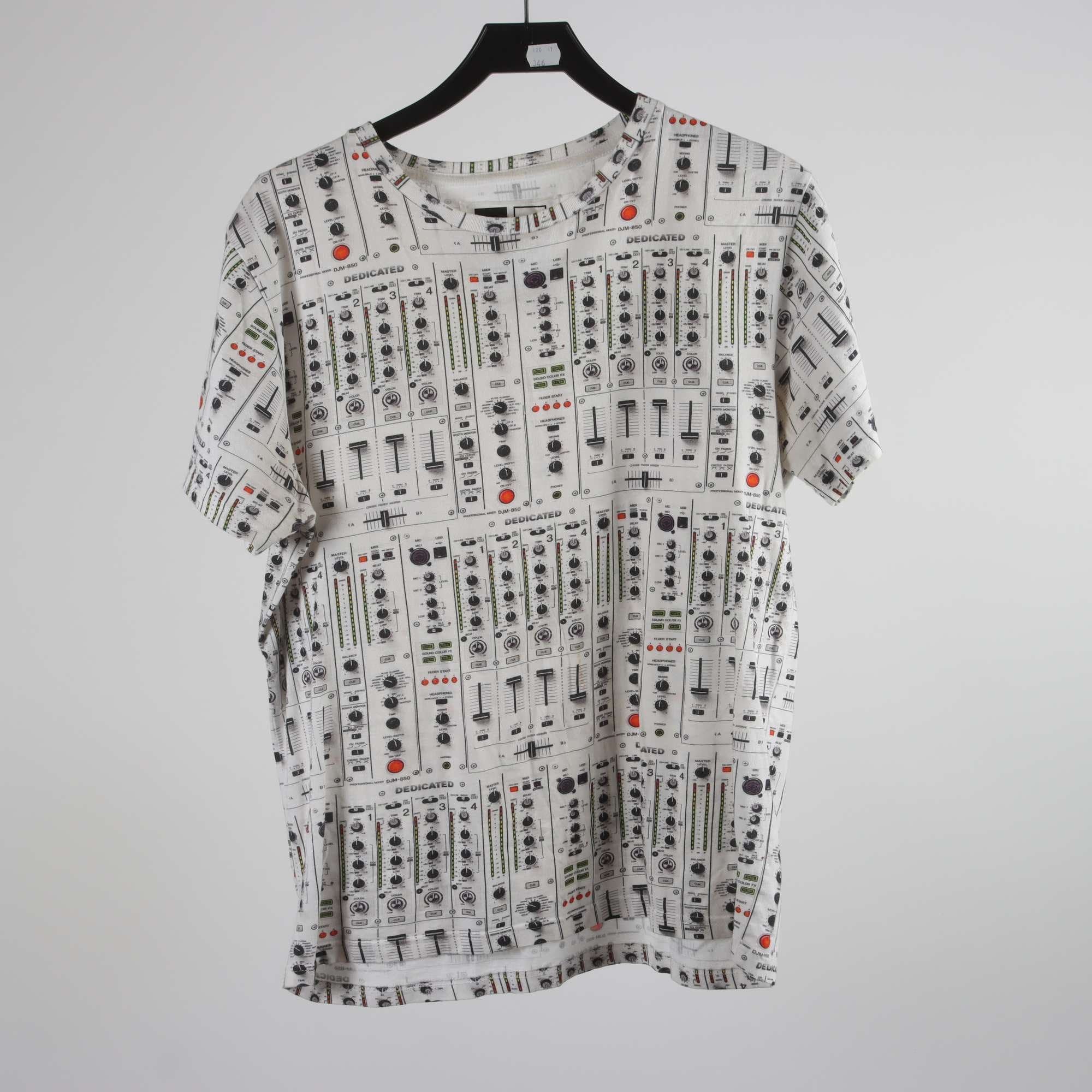 T-shirt, Dedicated, mönstrad, vit, stl. M.