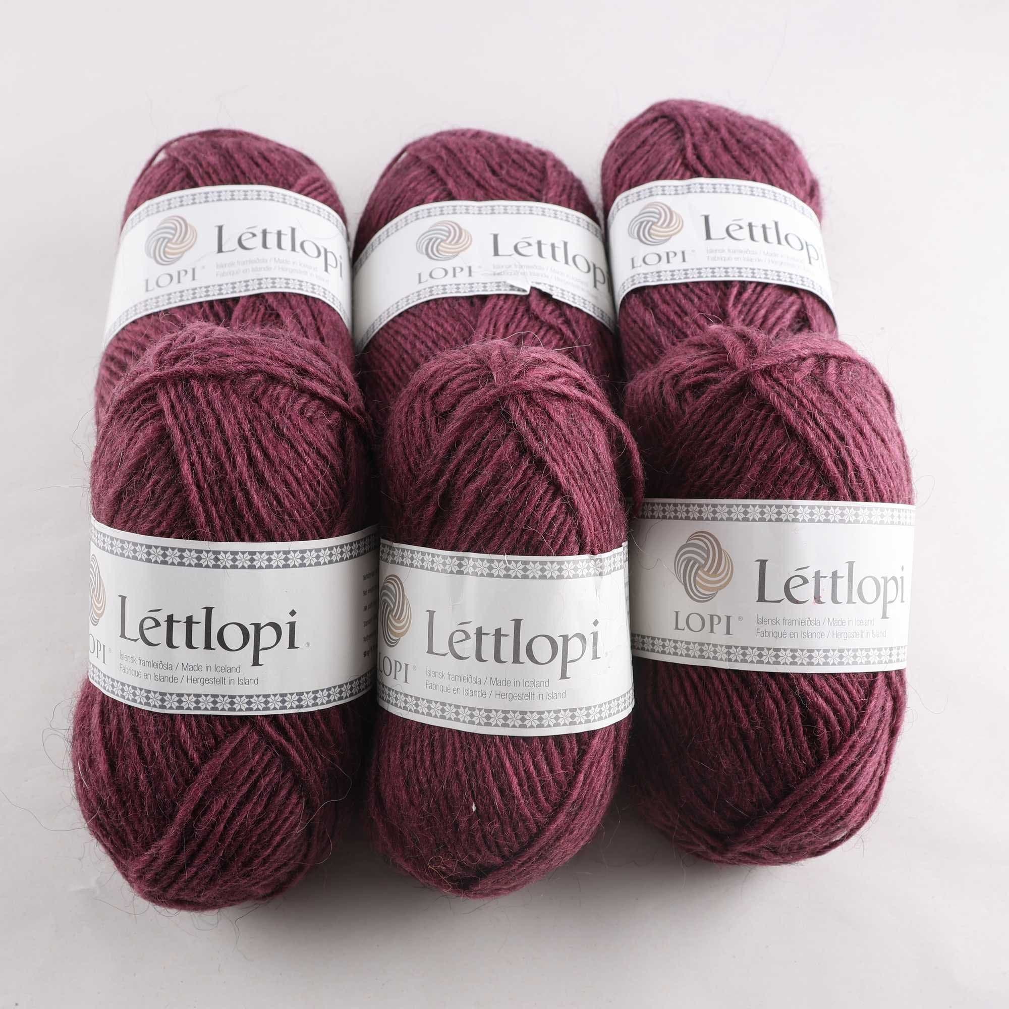 Garn, Lettlopi, Island, vinröd, 100% ull, 50 gr.