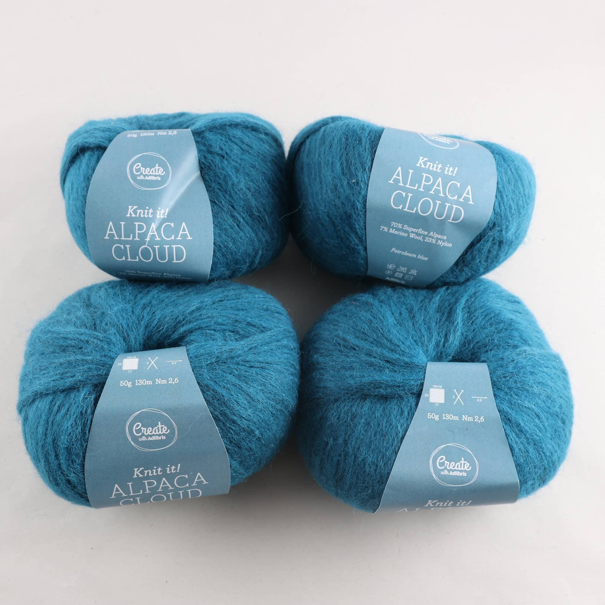 Garn, Create, Alpaca Cloud, turkos, ull, alpaca, 50 gr.