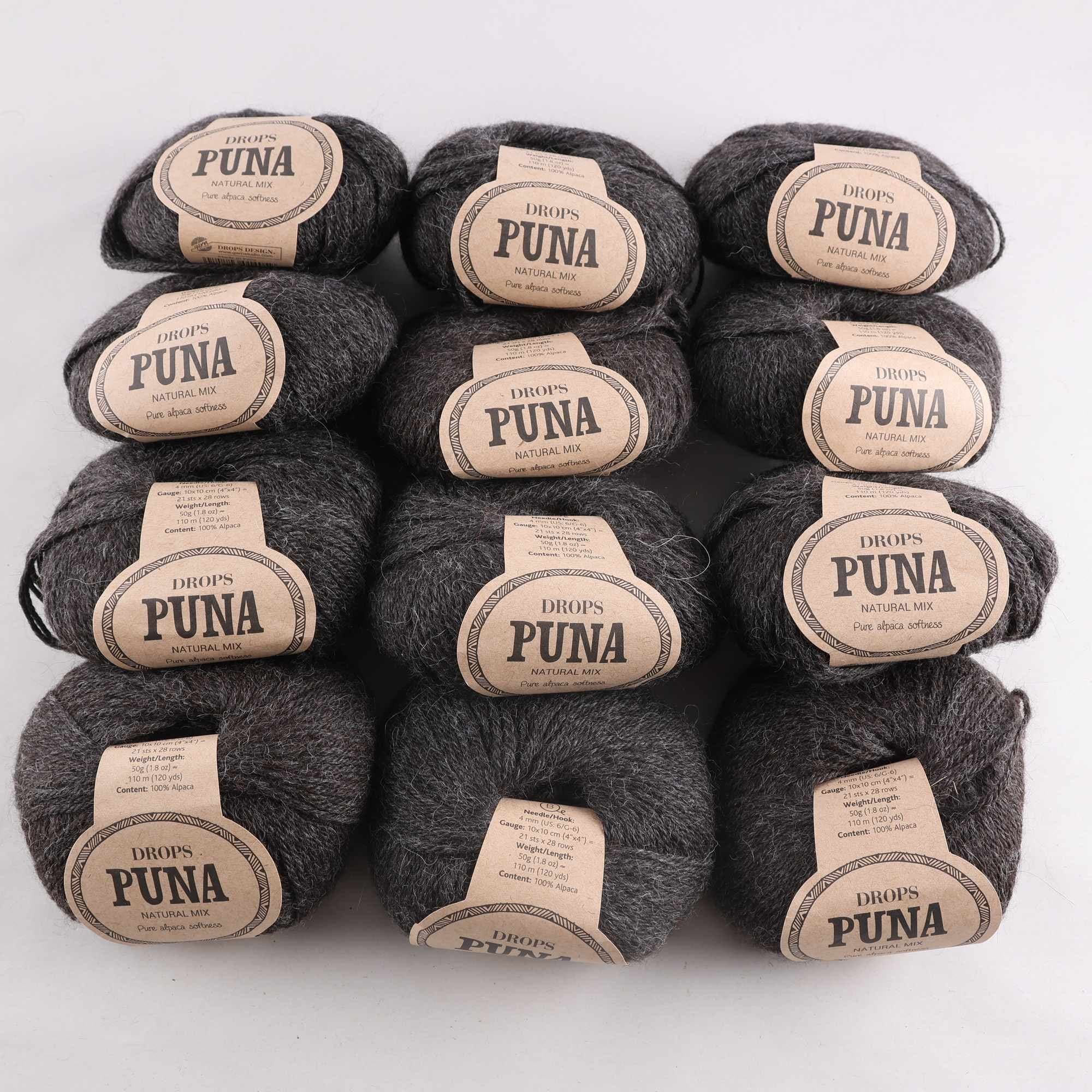 Garn, Drops, Puna, grå, 100% alpaca.