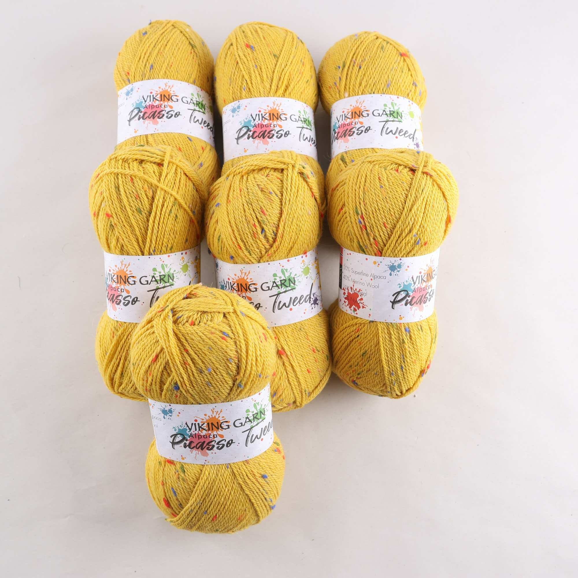 Garn, Viking Garn, gul, ull, alpaca, 50 gr.
