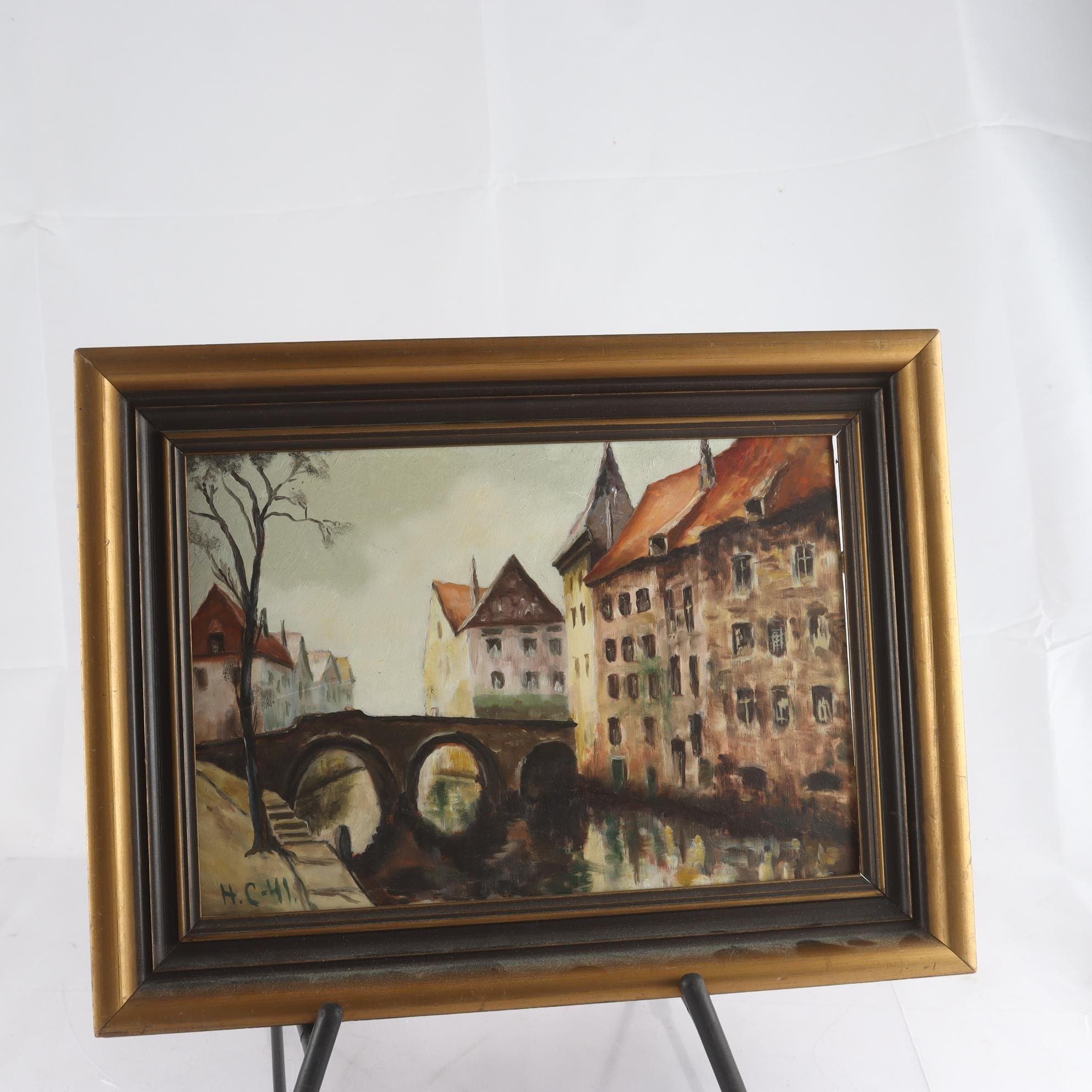 Olja på pannå, Pont Malines, signerad H.C, 1941. Samfraktas ej.