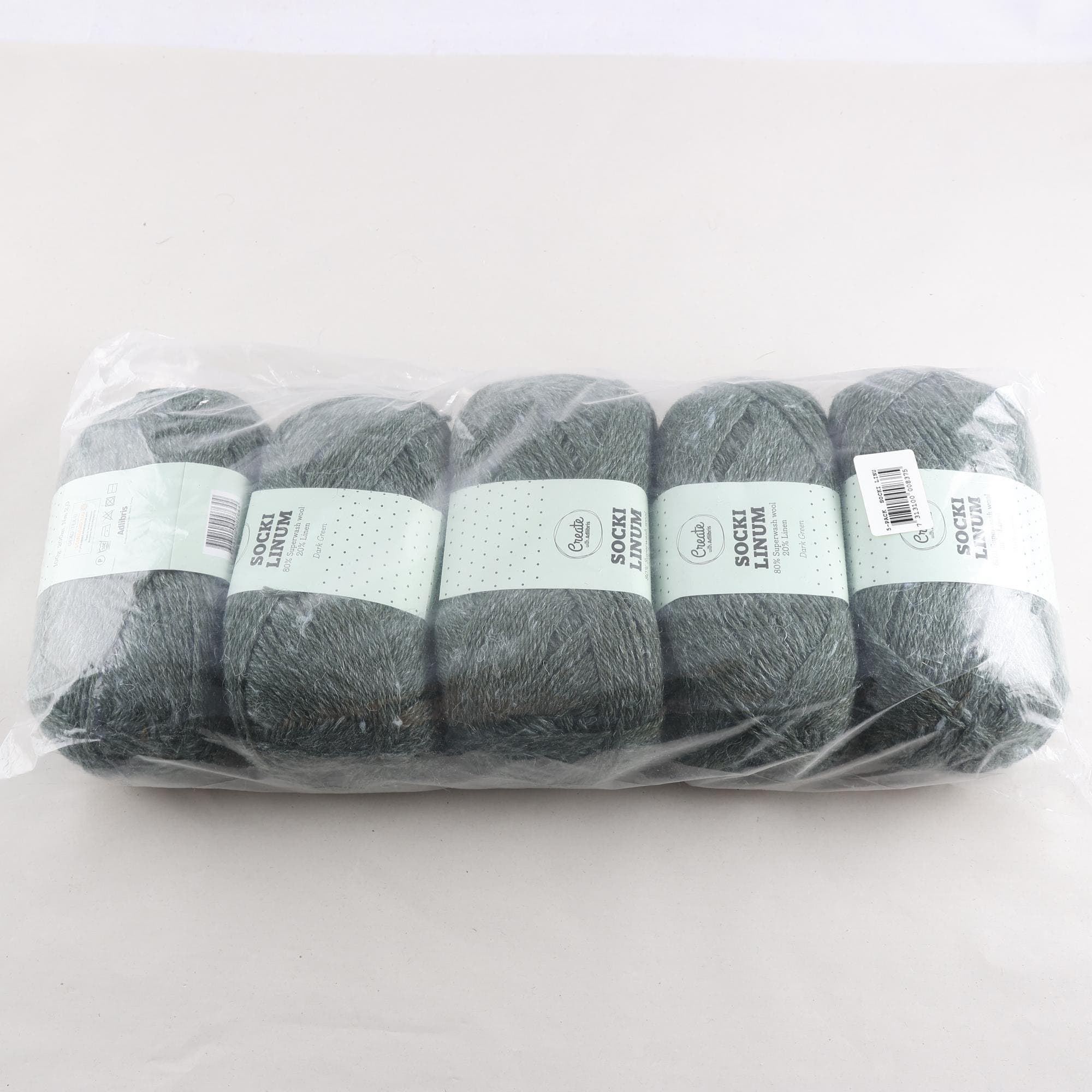 Garn, Create, grön, ull, lin, 100 gr.