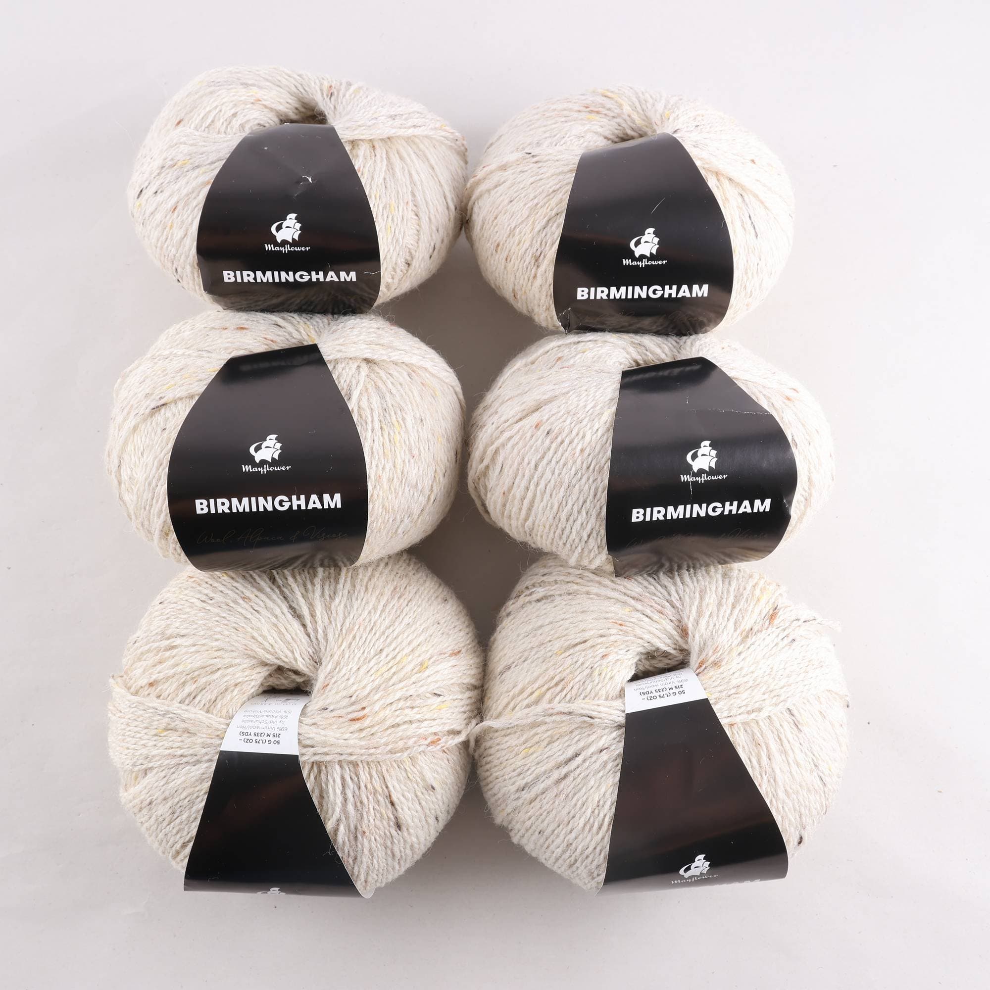 Garn, Birmingham, benvit, ull, alpaca, 50 gr.
