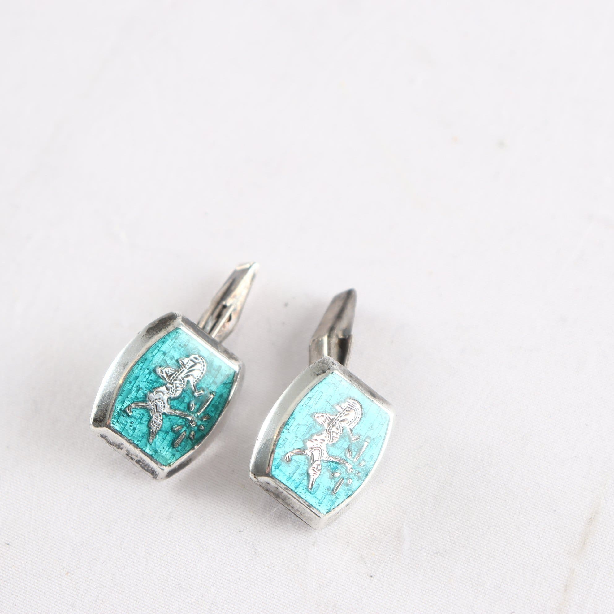 Manschettknappar, silver 925, emalj,Thailand, vintage