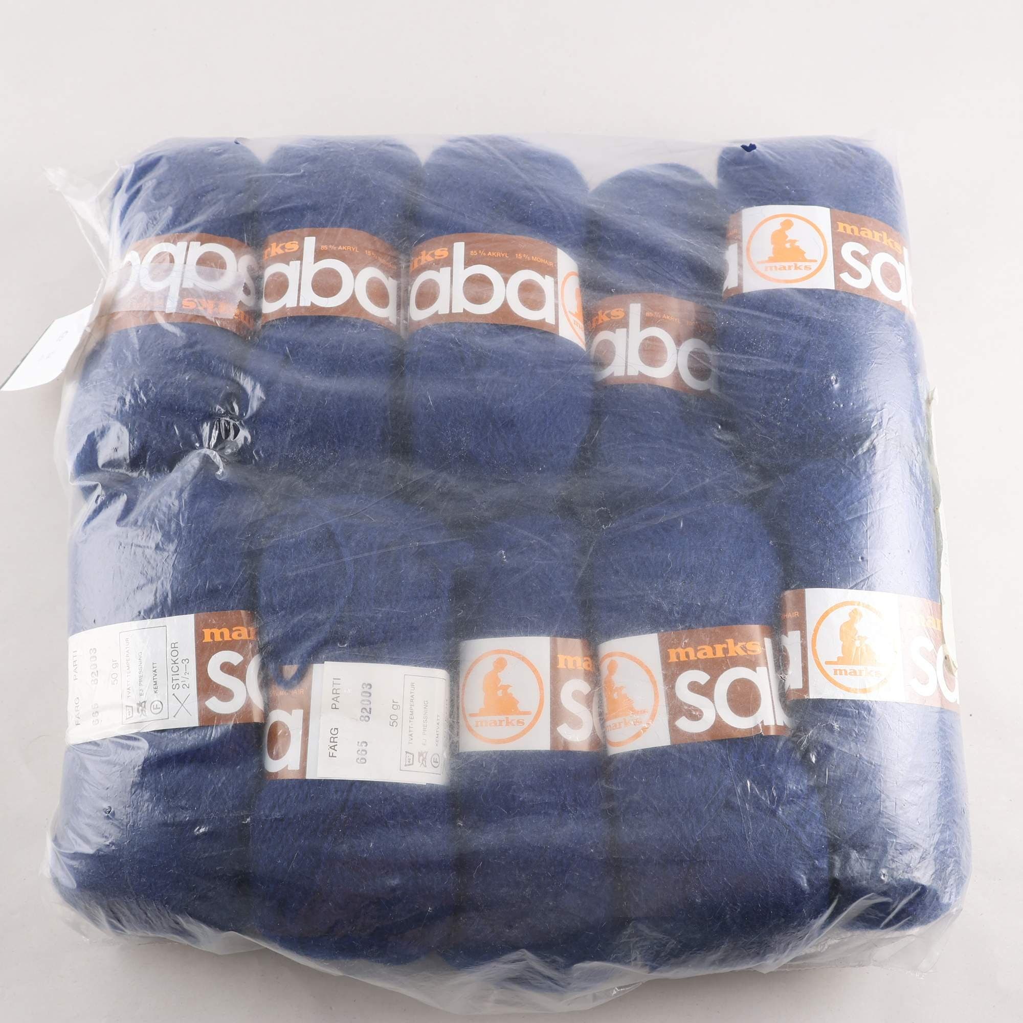Garn, Marks, Saba, blå, akryl, mohair, 50 gr.