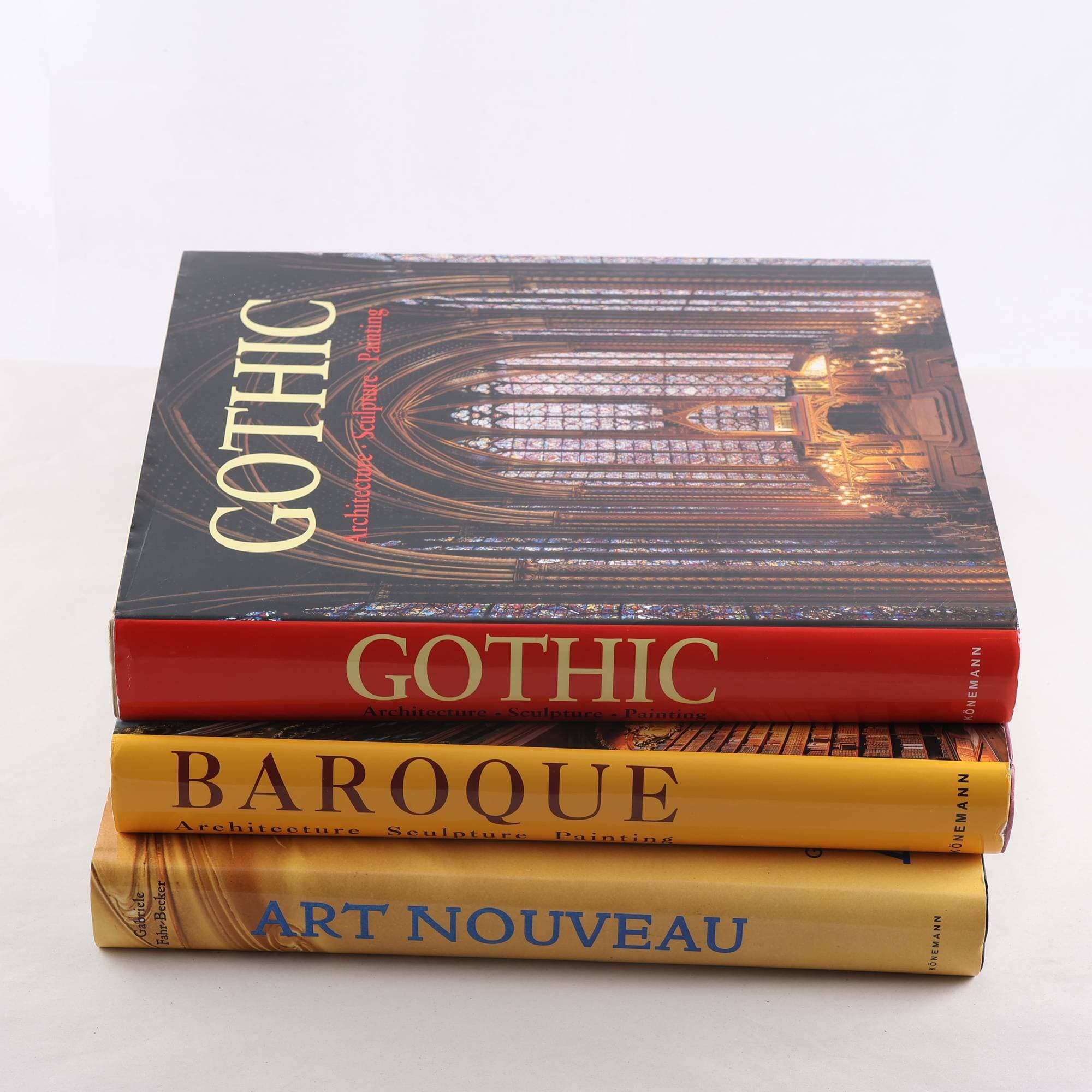 Coffetable böcker: The art of Gothic, Baroque, Art Nouveau, 3 st Samfraktas ej