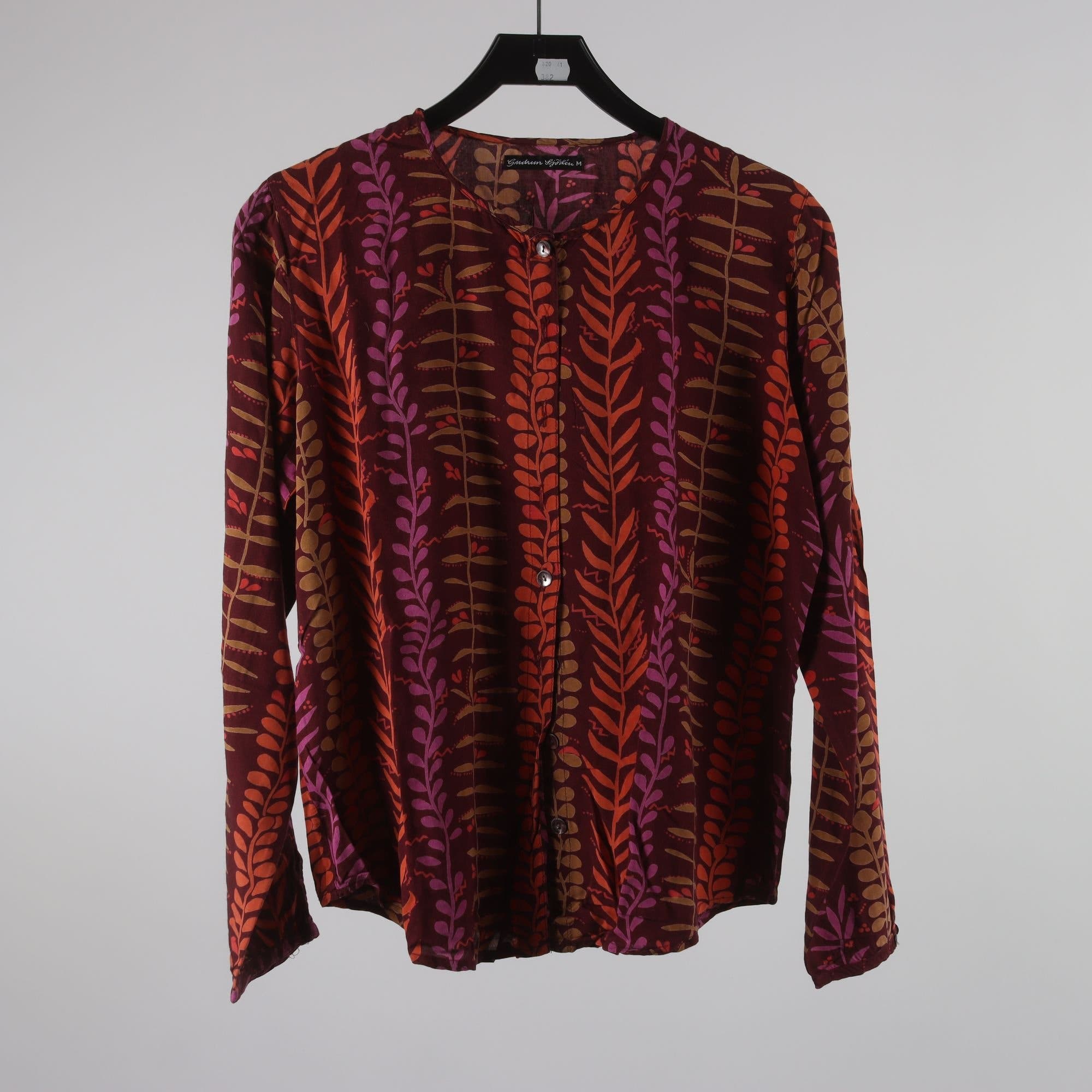 Blus, Gudrun Sjödén, mönstrad, brun, lila, stl. M.