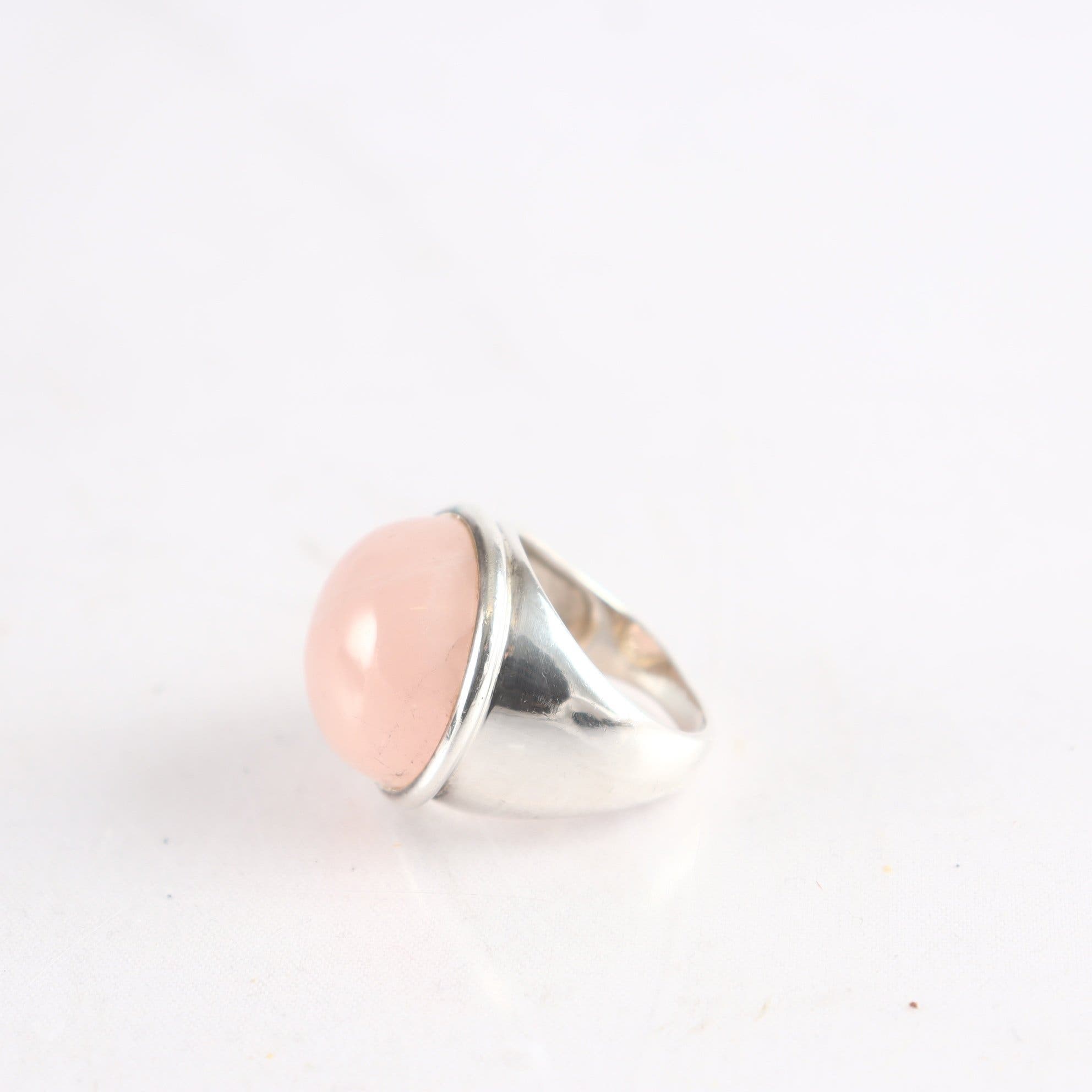 Ring, silver 925, slipad rosenquartz