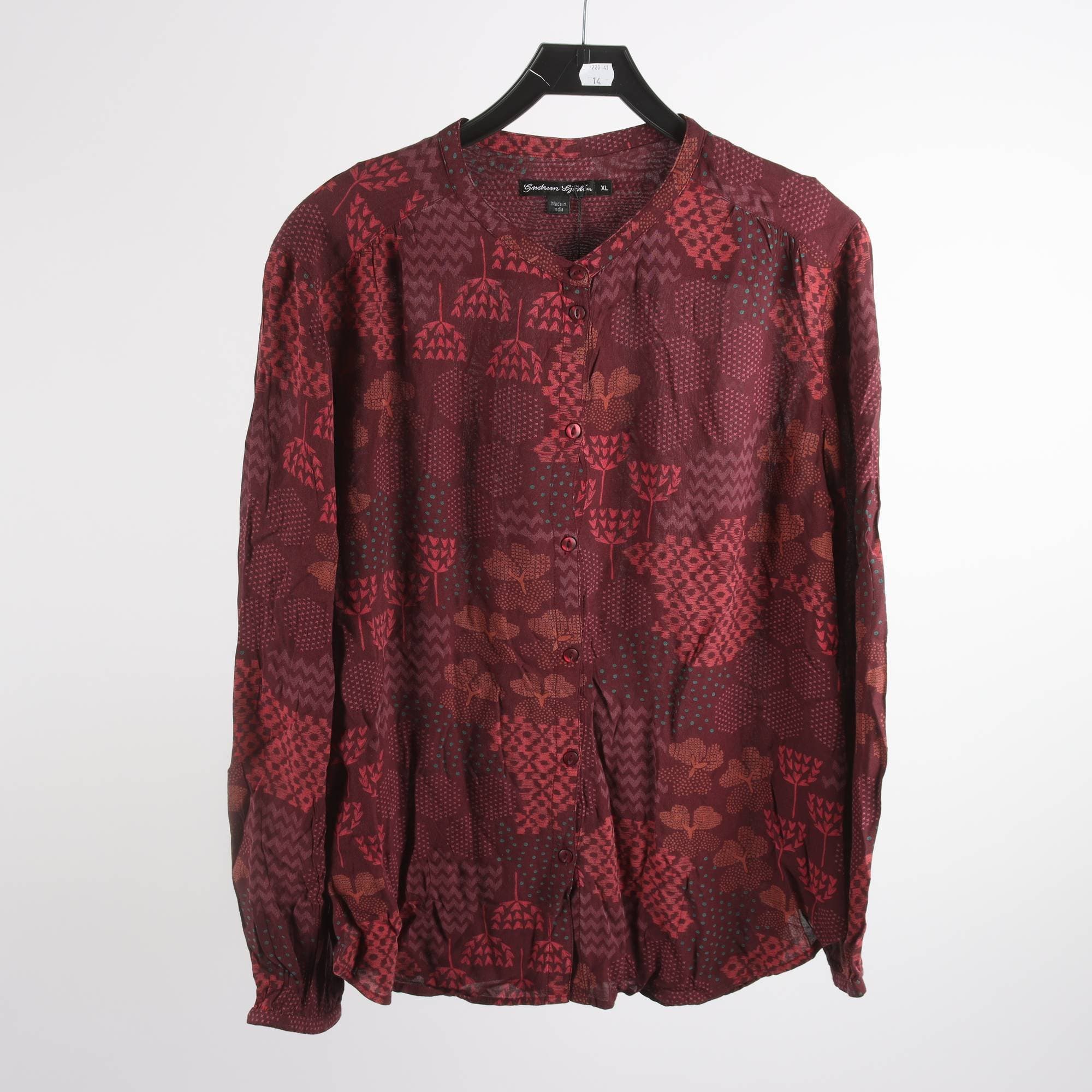 Blus, Gudrun Sjödén, vinröd, mönstrad, stl. XL