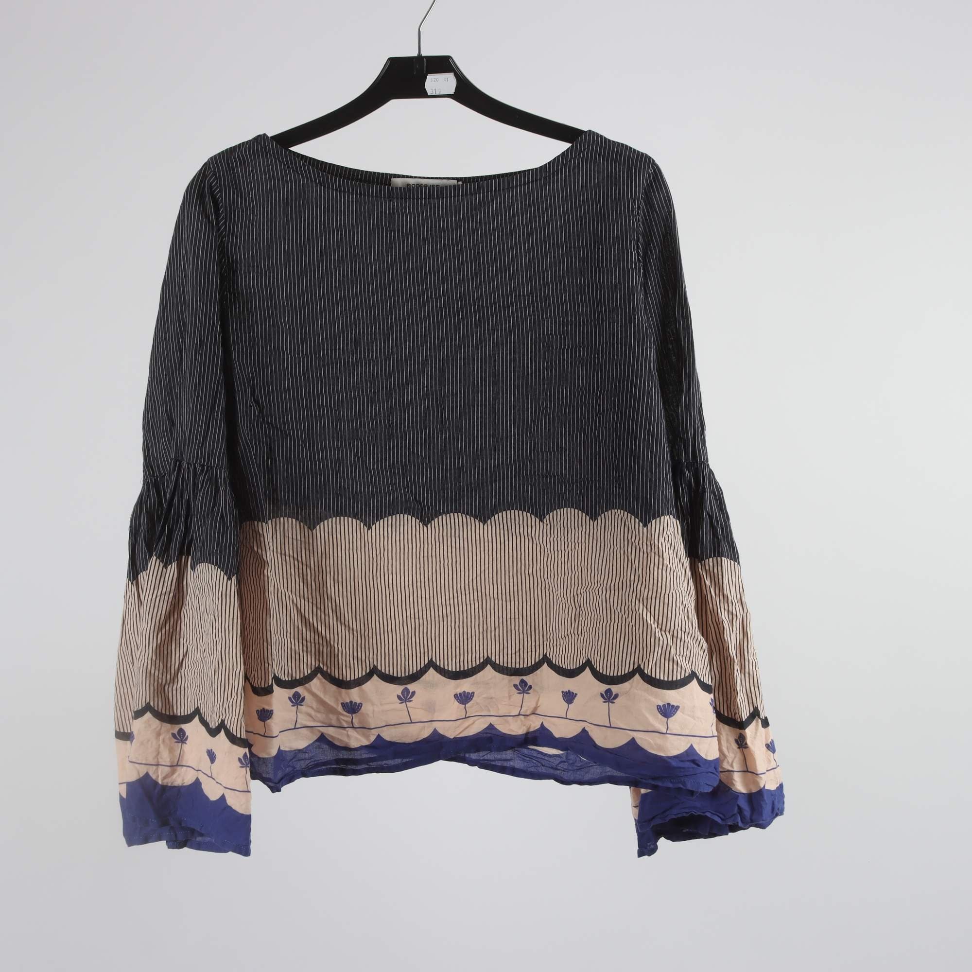 Blus, Rodebjer, blå, beige, stl. L.
