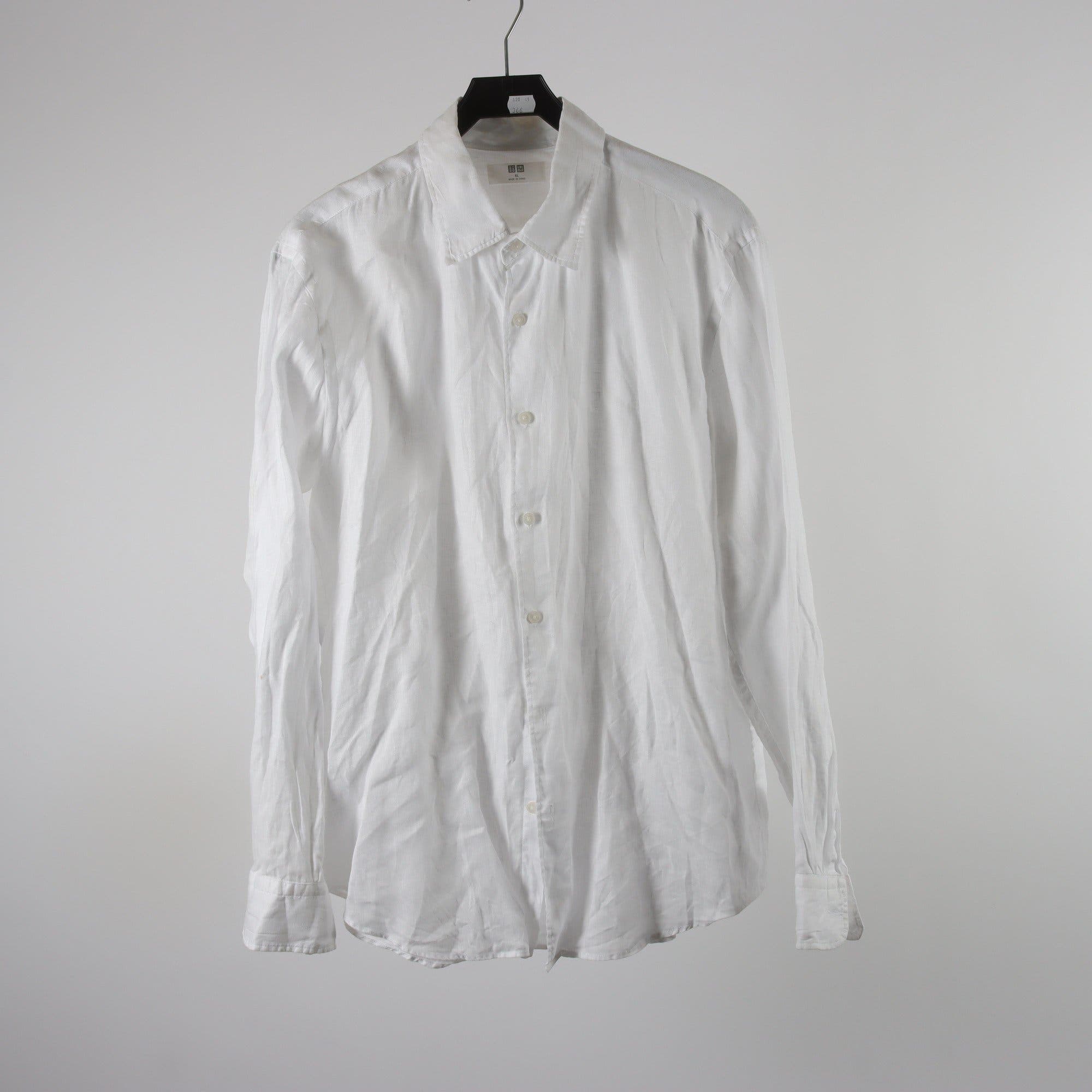Skjorta, Uniqlo, vit, 100% lin, stl. XL.