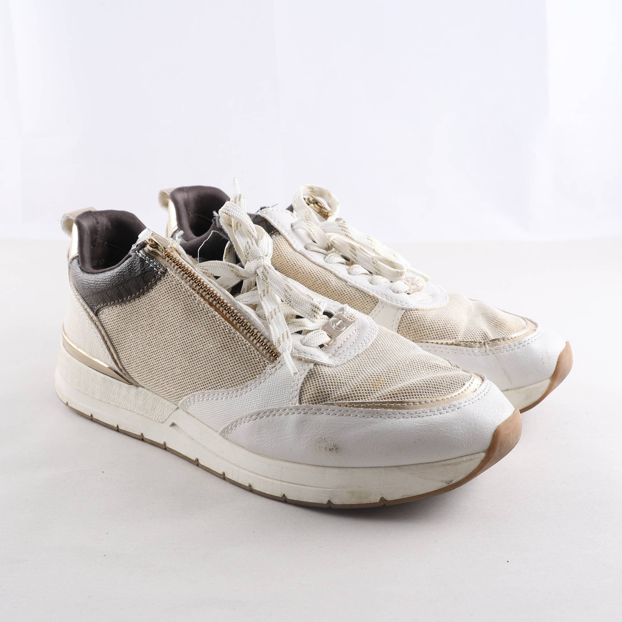 Sneakers, Tamaris, vit, guld, stl. 41