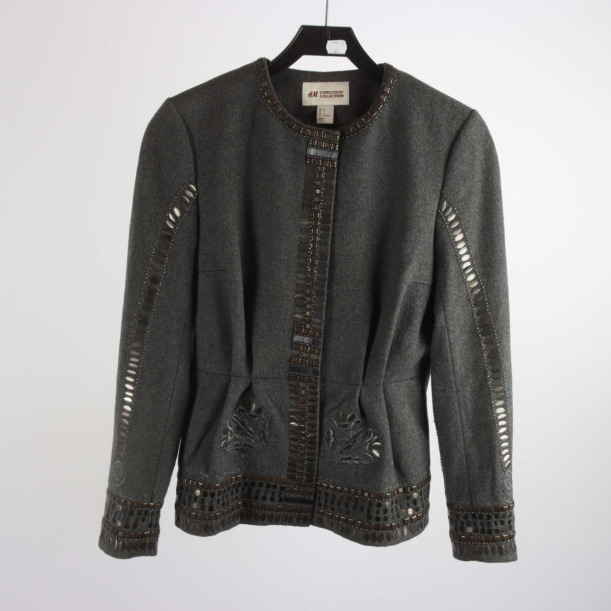 Jacka, H&M Conscious Collectio, grå, 60% ull stl. 36